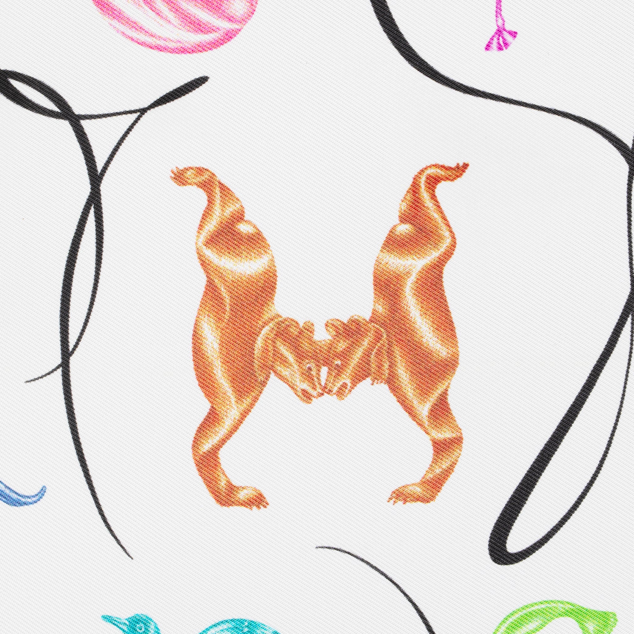 Hermes "Faune Lettree" Silk Scarf Multicolour 45 Cm