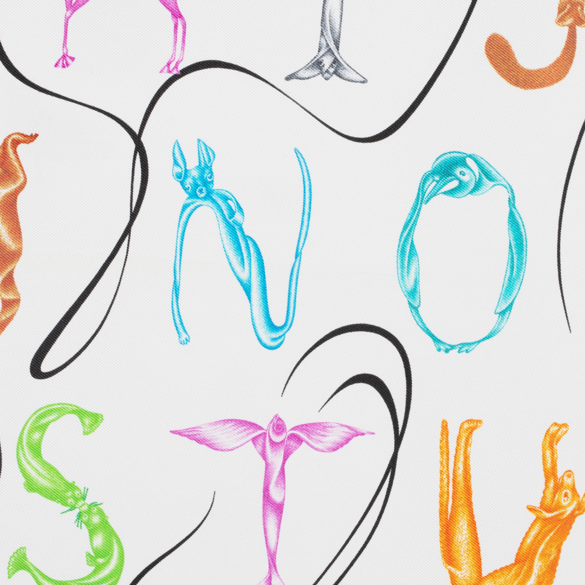 Hermes "Faune Lettree" Silk Scarf Multicolour 45 Cm