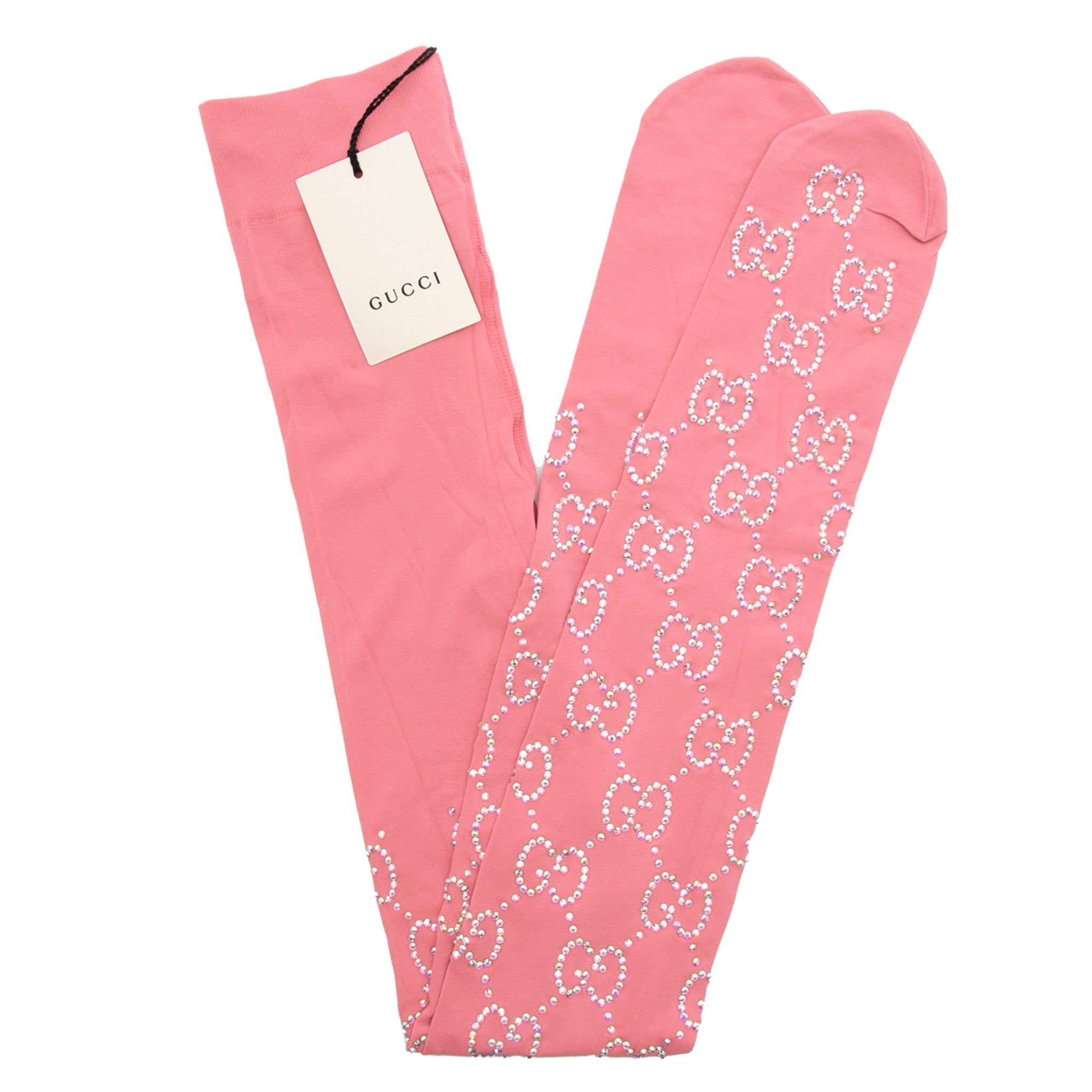 Gucci GG Crystal Pattern Tights Pink Medium