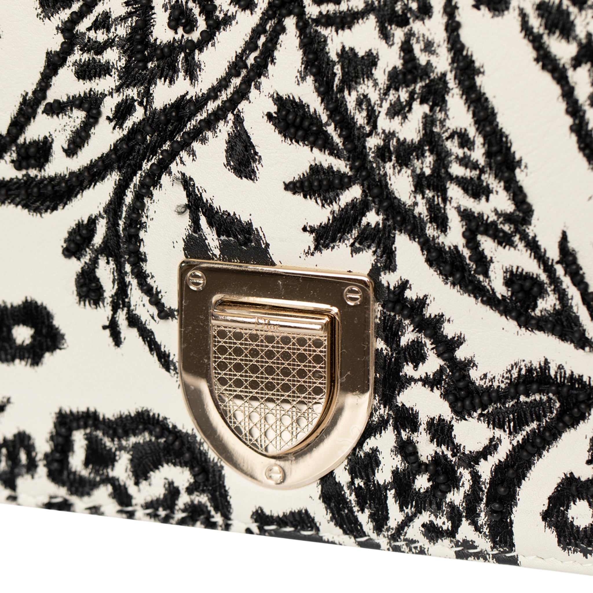 Christian Dior 2018 Embroidered & Bead-Embellished Diorama Shoulder Bag Gold Tone Hardware