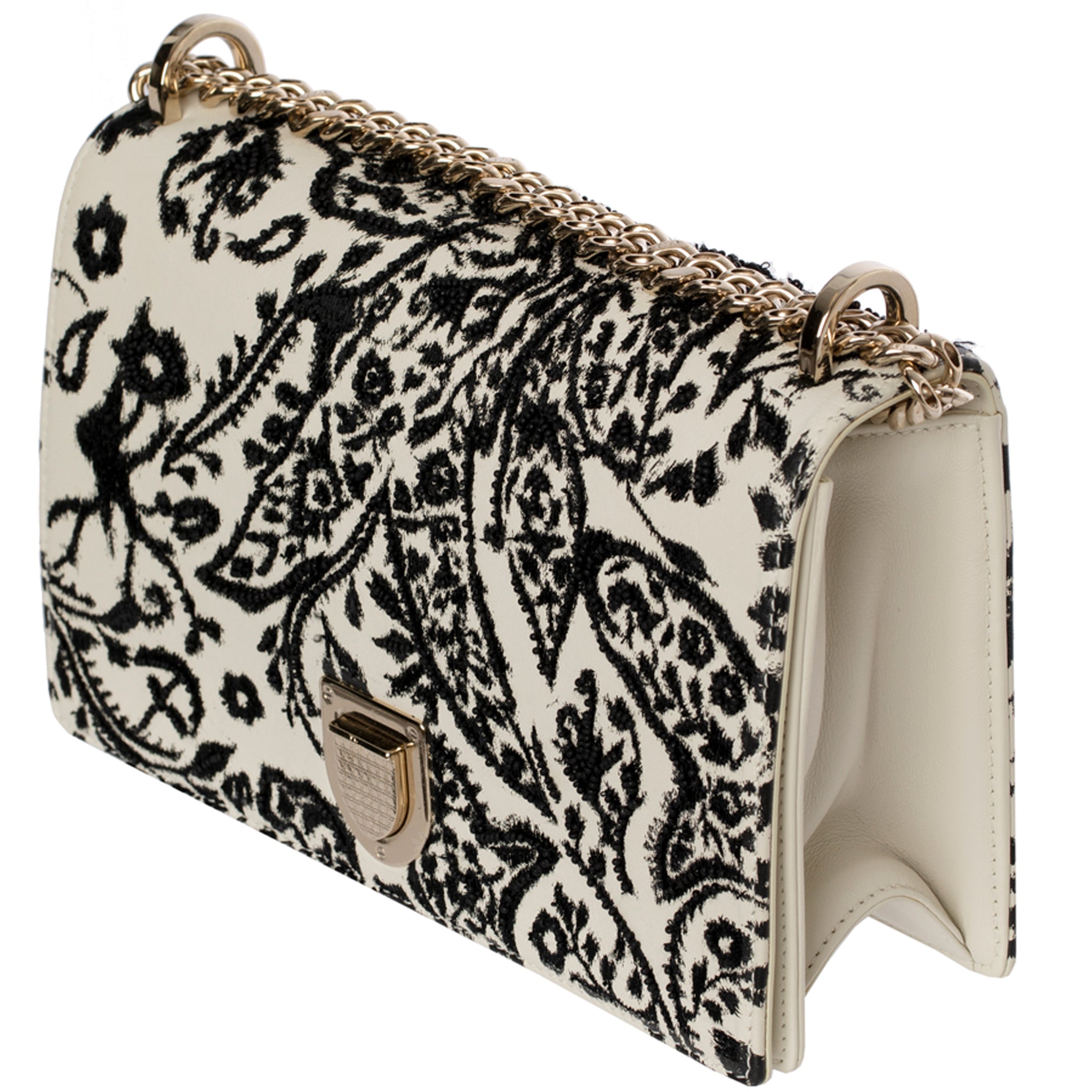 Christian Dior 2018 Embroidered & Bead-Embellished Diorama Shoulder Bag Gold Tone Hardware