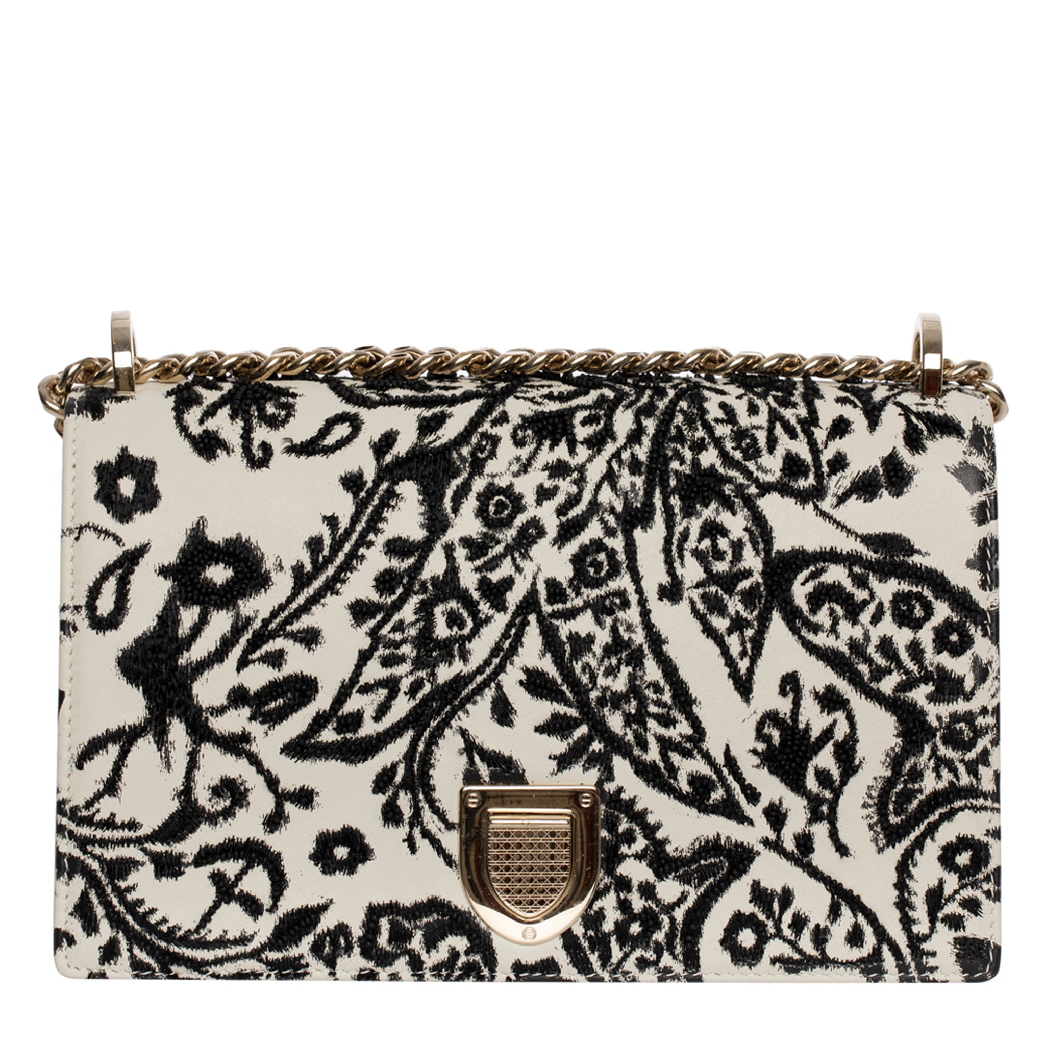 Christian Dior 2018 Embroidered & Bead-Embellished Diorama Shoulder Bag Gold Tone Hardware