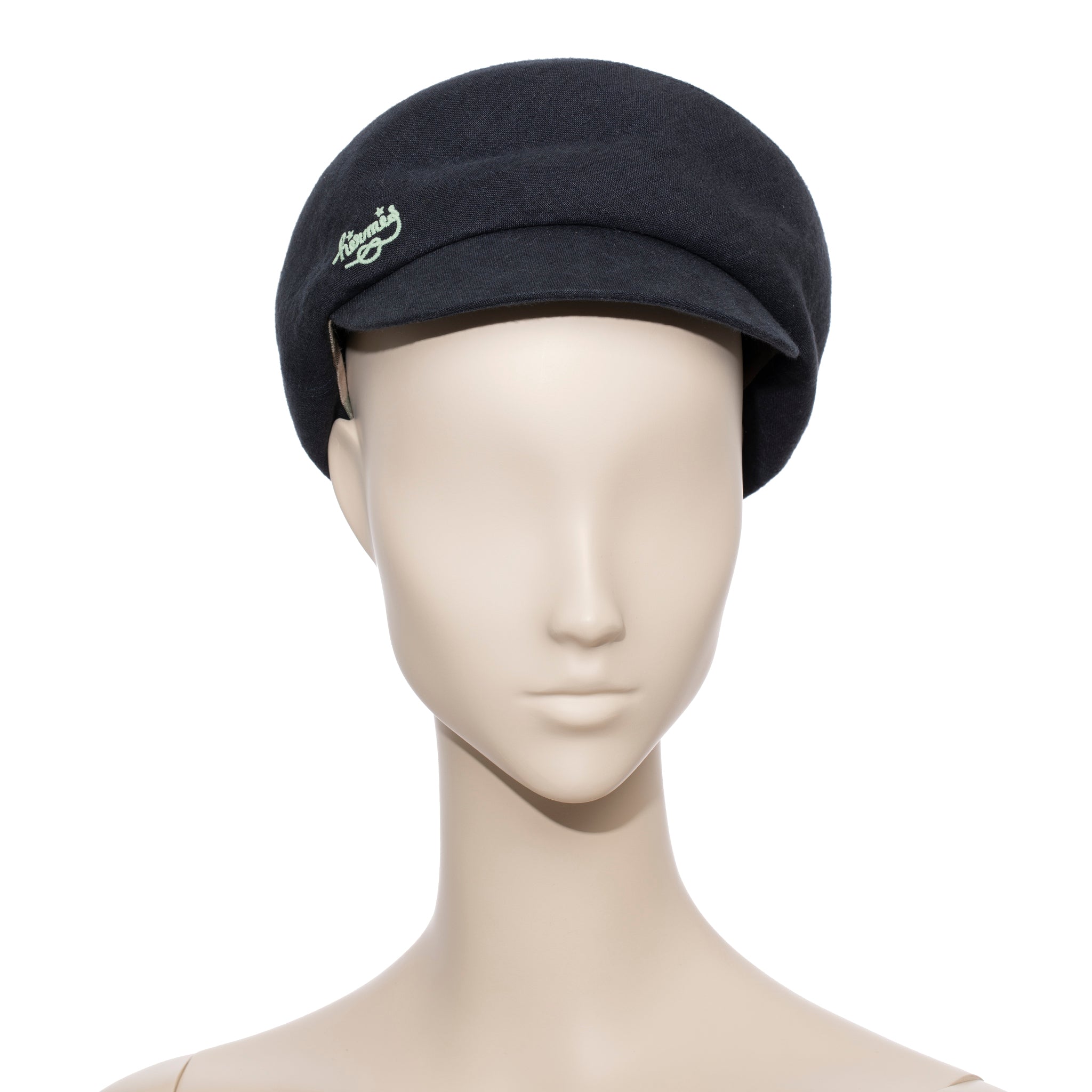 Hermes Beret Cap Blue Linen