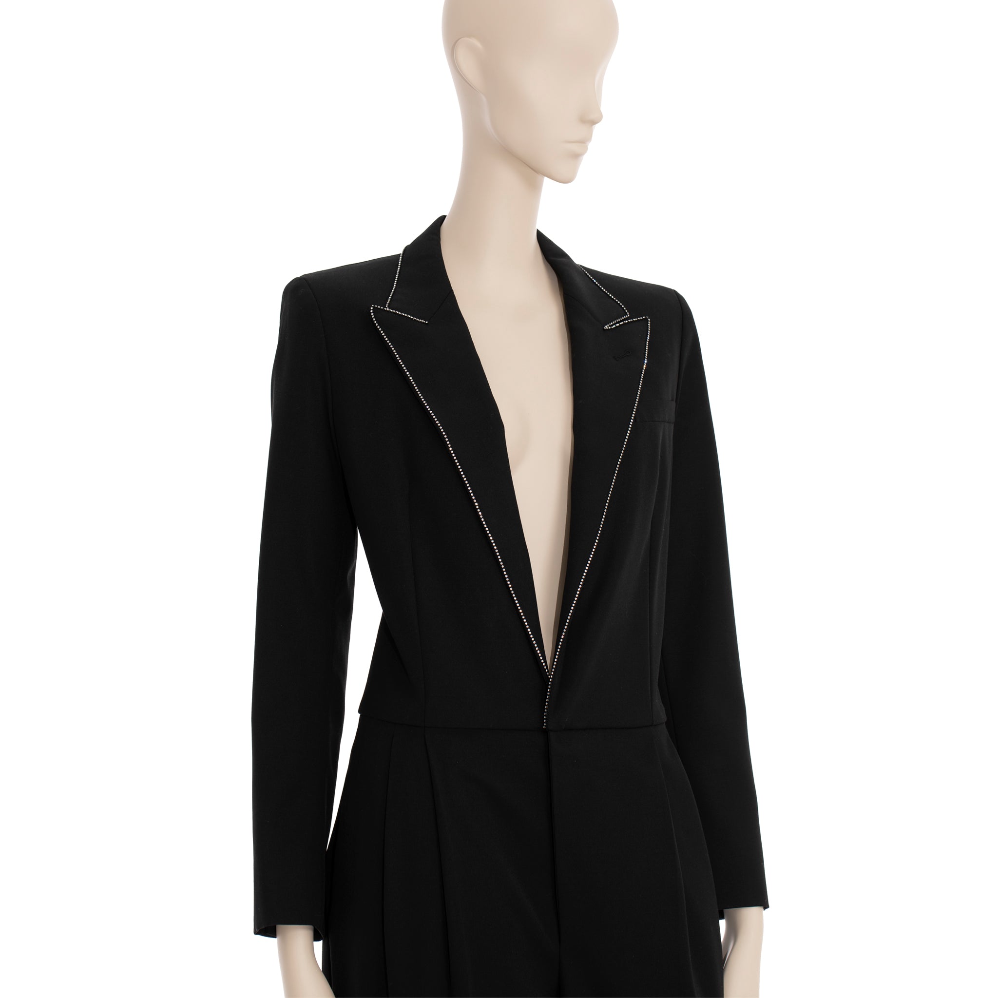 Saint Laurent Black Tuxedo Jumpsuit With Crystals 38 FR