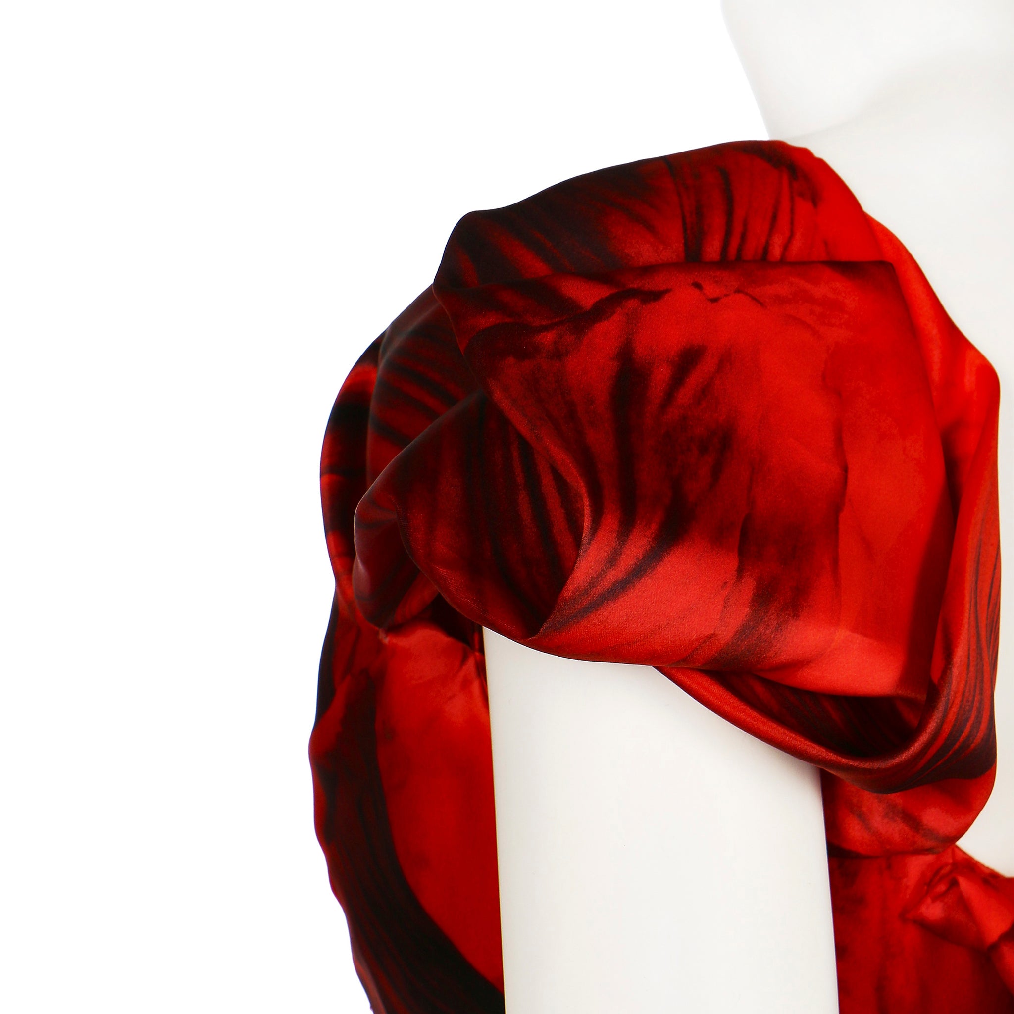 Alexander McQueen By Sarah Burton Flame Red Silk Organza Gown 40 IT