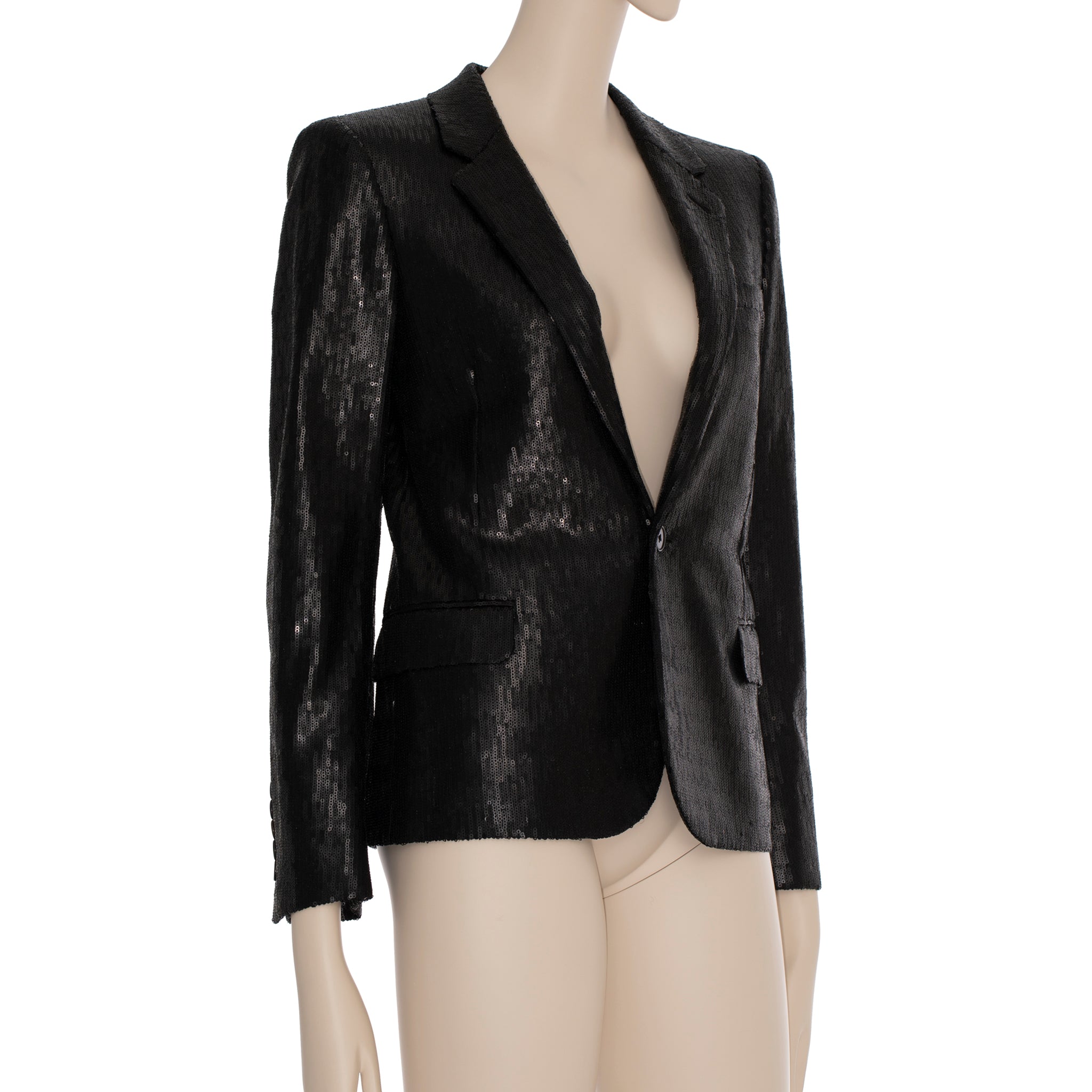 Yves Saint Laurent Evening Jacket Black Sequin 34 FR