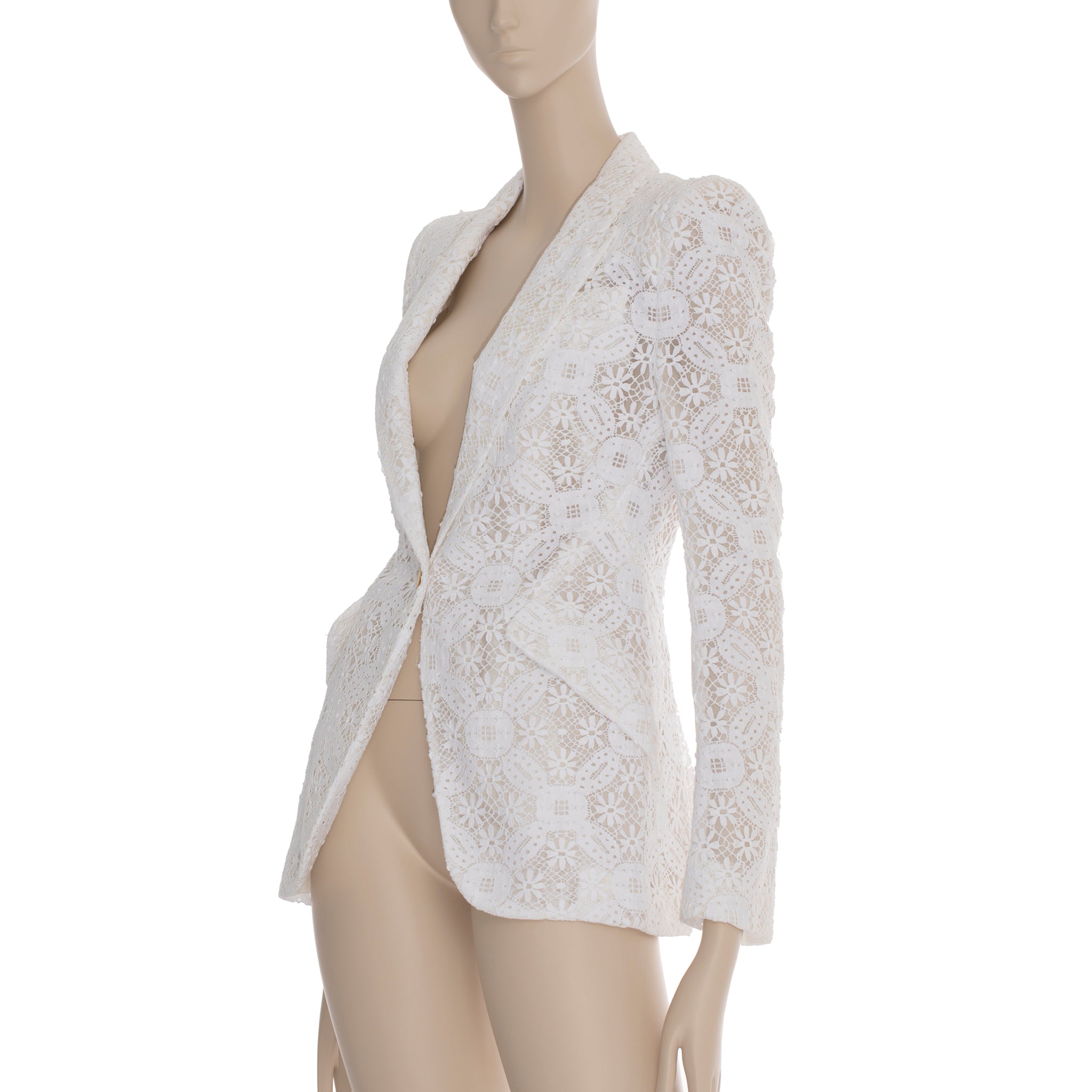 Alexander McQueen Broderie Anglaise Lace Blazer 38 IT