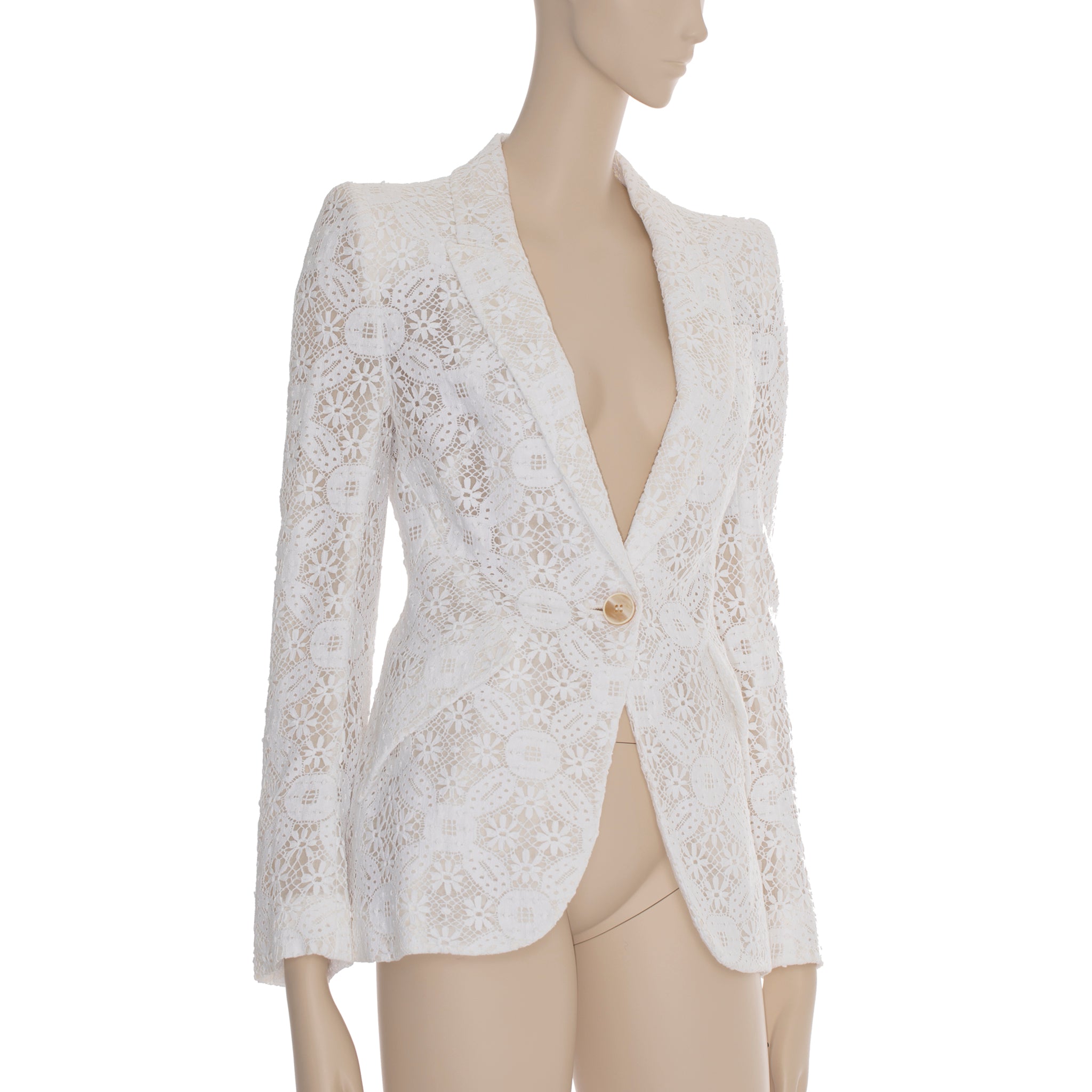 Alexander McQueen Broderie Anglaise Lace Blazer 38 IT