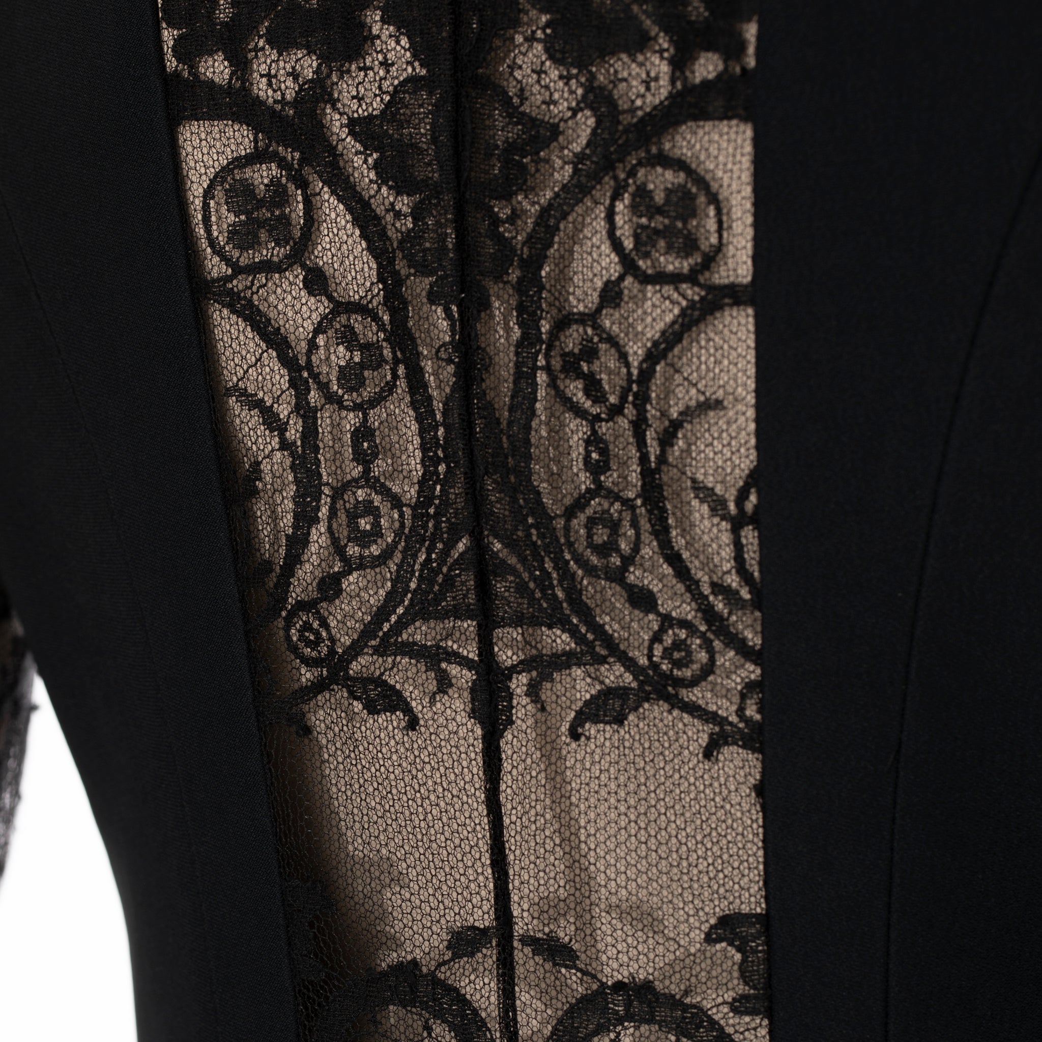 Alexander McQueen Lace Sleeve Tuxedo Jacket in Black 38 IT