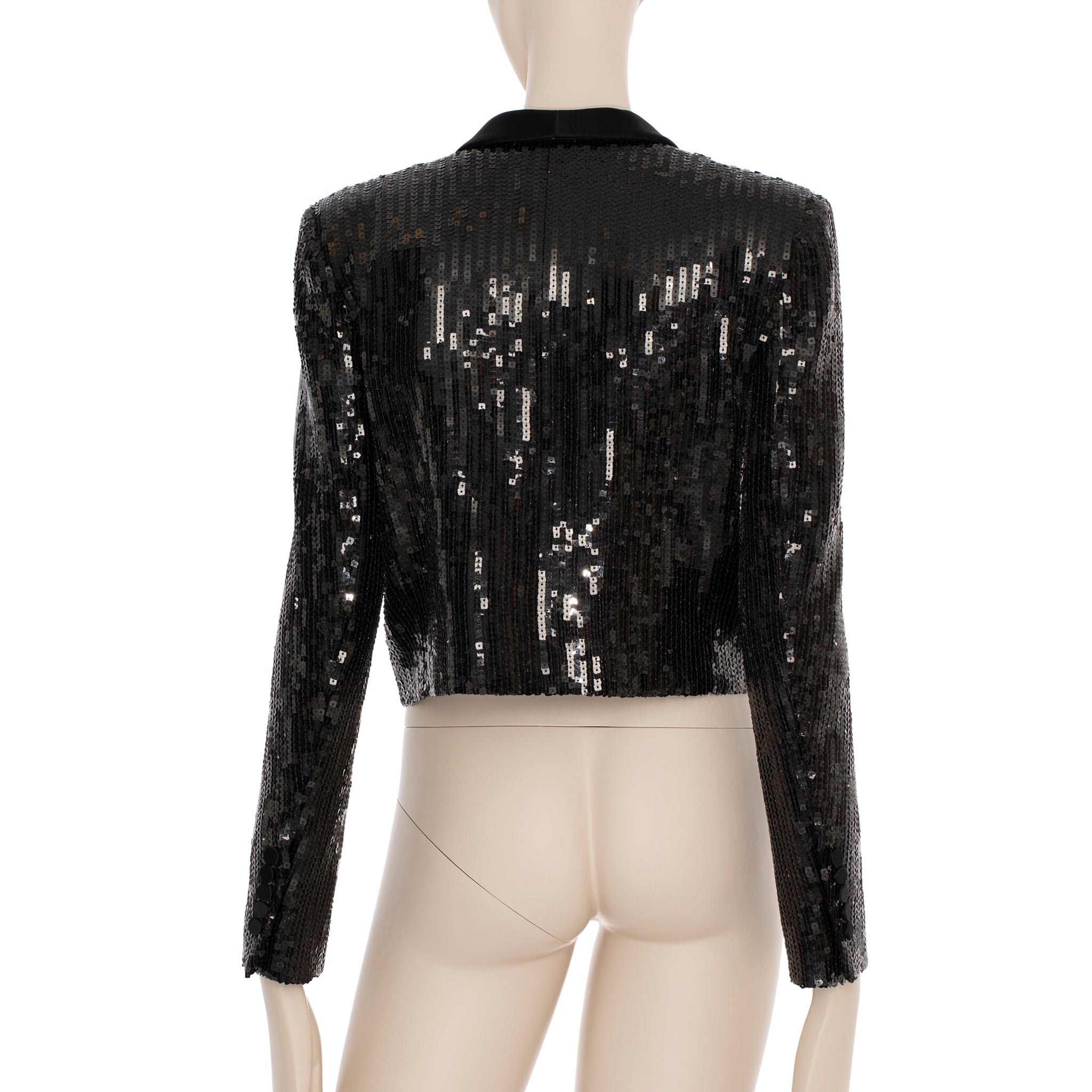 Yves Saint Laurent Evening Crop Jacket Black Sequin 36 FR