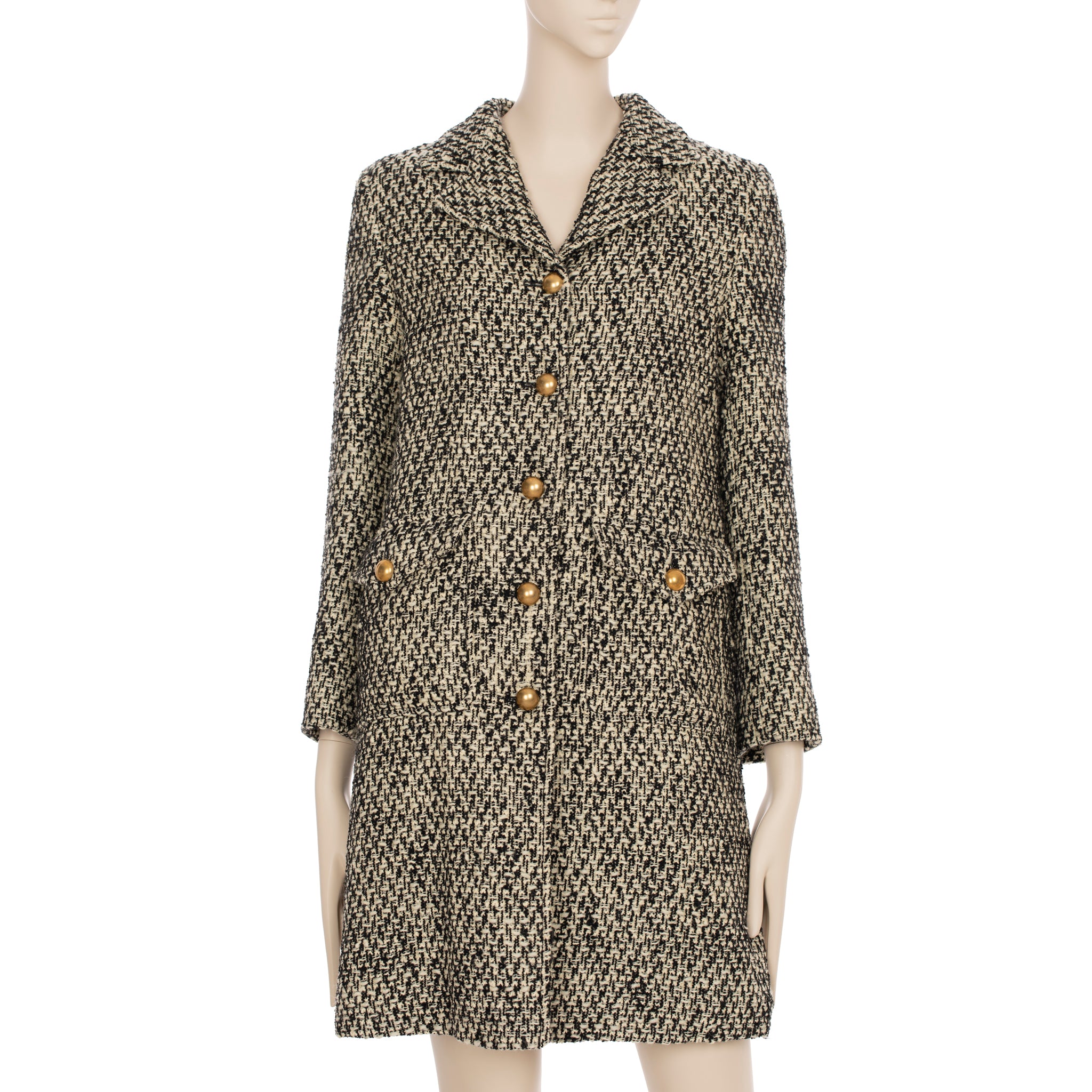 Gucci GG Marmont Black & Grey Tweed Coat 38 IT