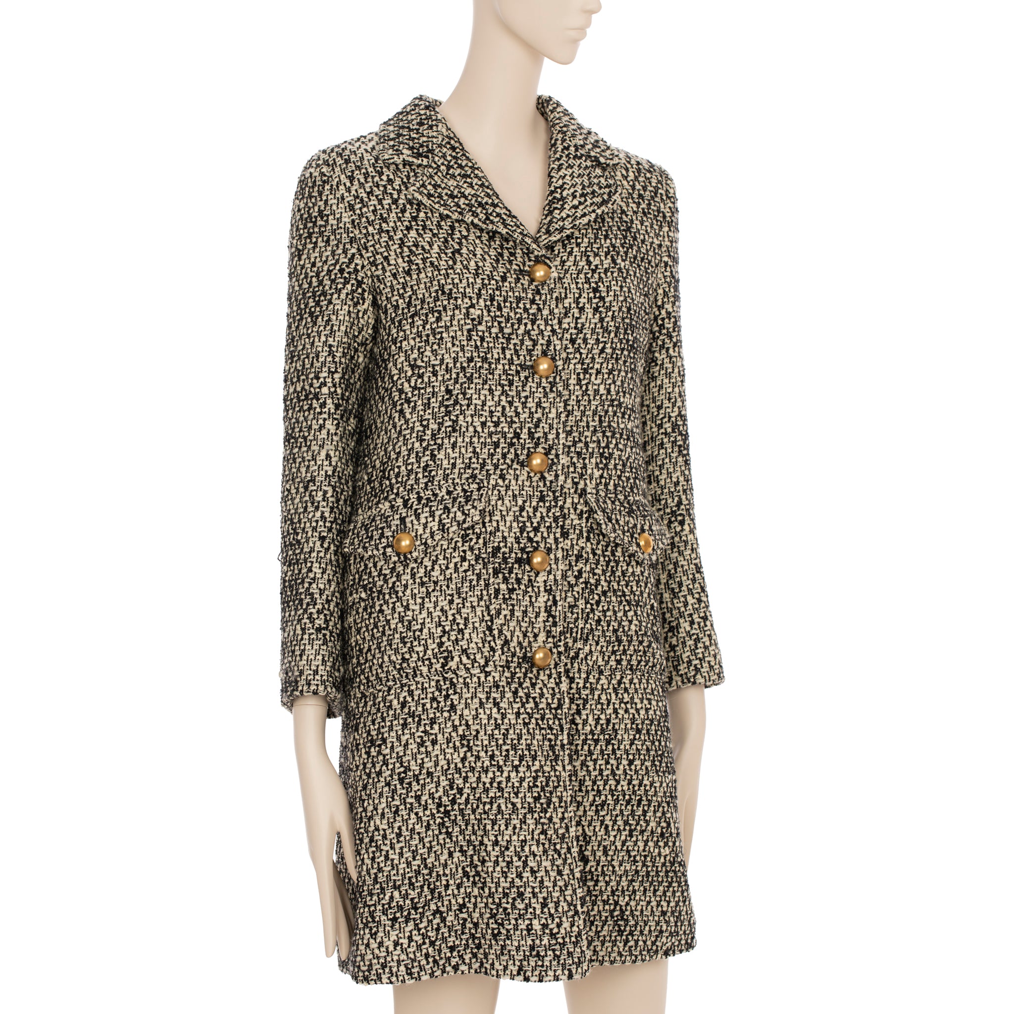 Gucci GG Marmont Black & Grey Tweed Coat 38 IT