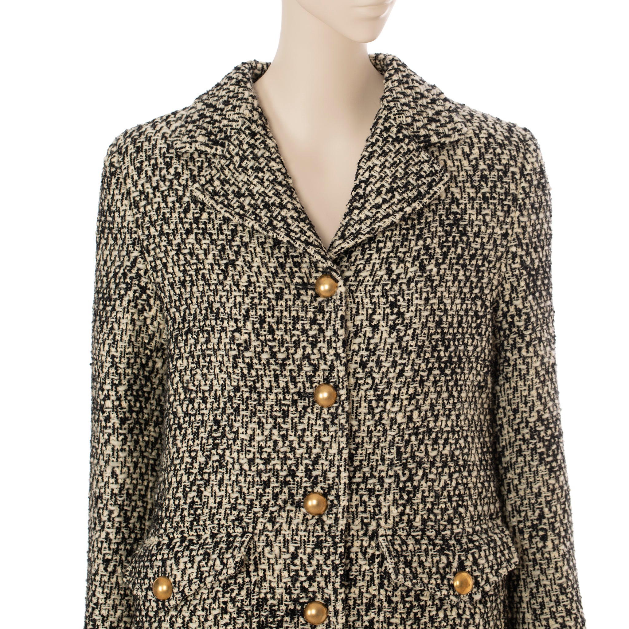 Gucci GG Marmont Black & Grey Tweed Coat 38 IT