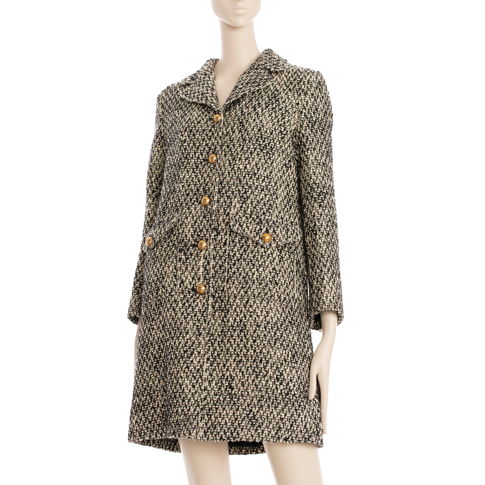Gucci GG Marmont Black & Grey Tweed Coat 38 IT