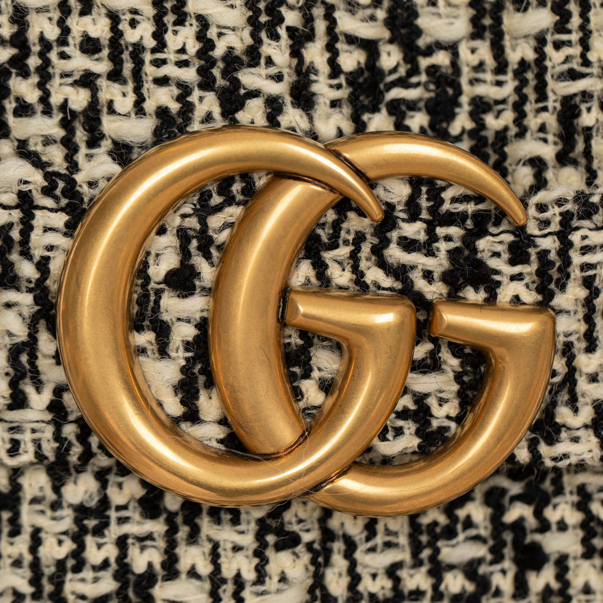 Gucci GG Marmont Black & Grey Tweed Coat 38 IT