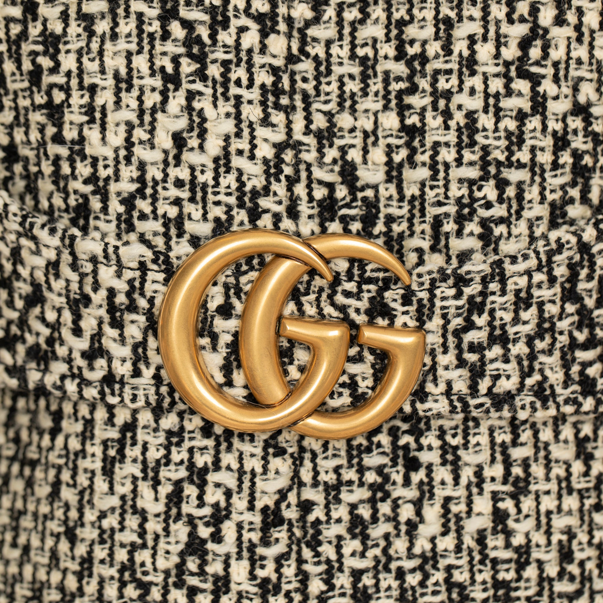 Gucci GG Marmont Black & Grey Tweed Coat 38 IT
