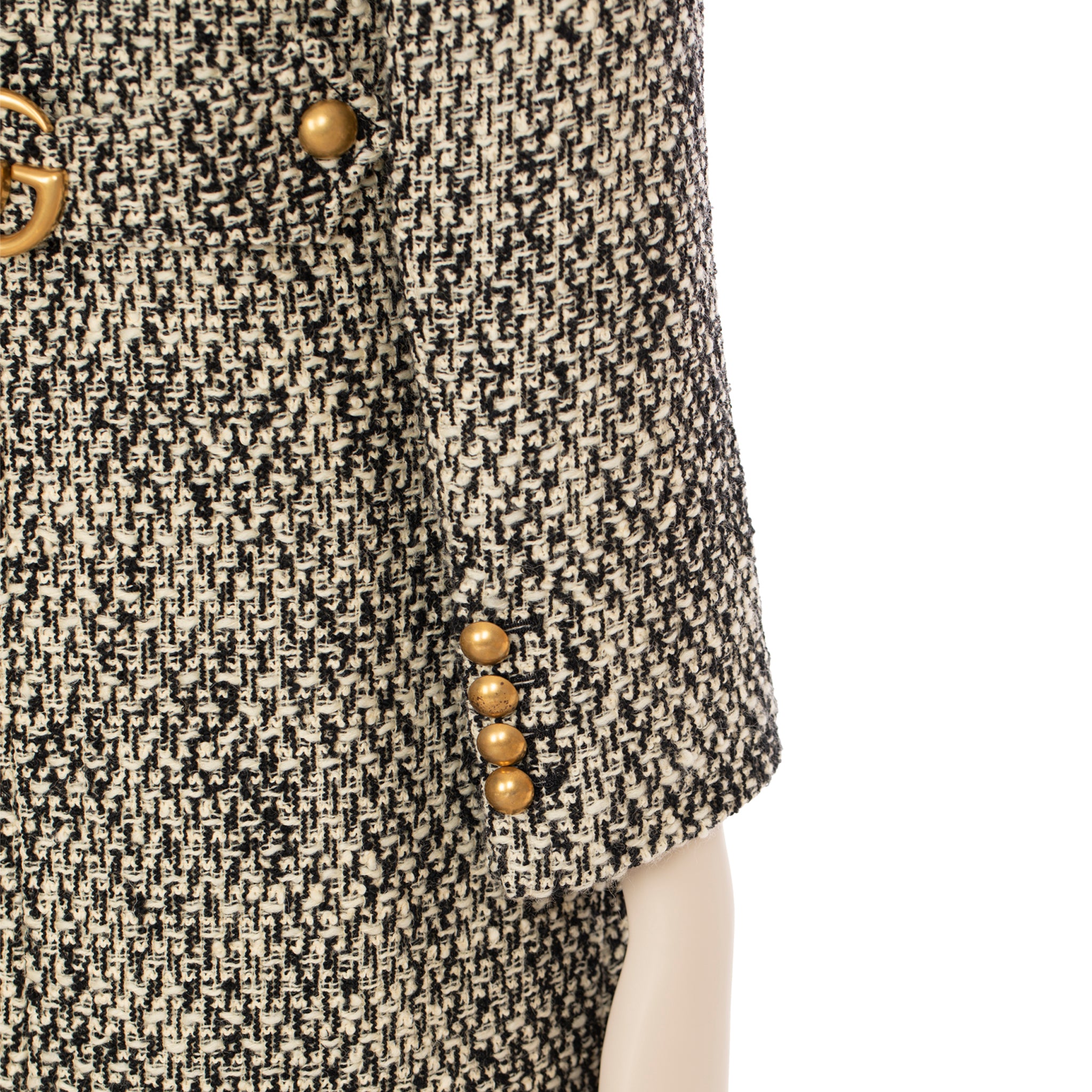 Gucci GG Marmont Black & Grey Tweed Coat 38 IT