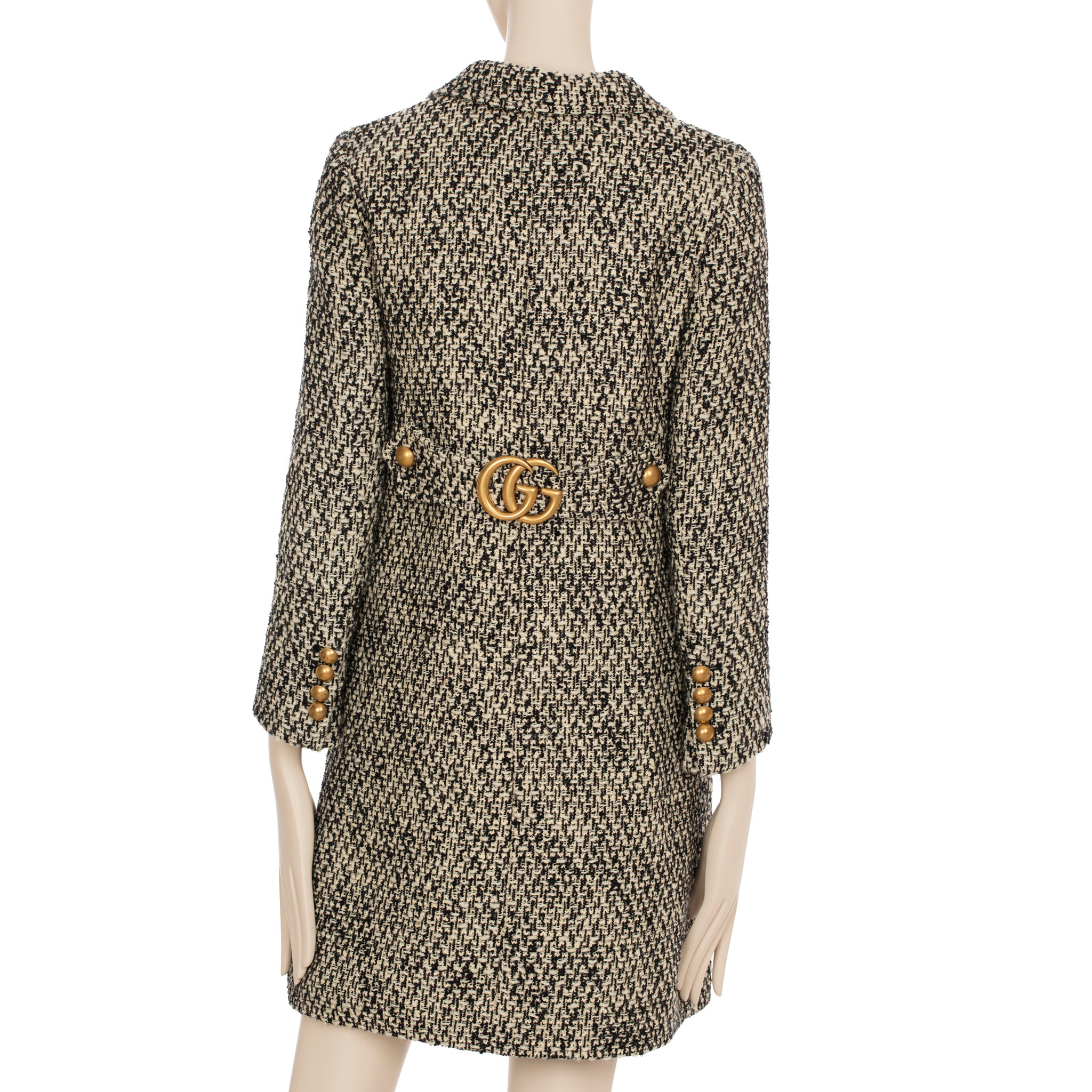Gucci GG Marmont Black & Grey Tweed Coat 38 IT