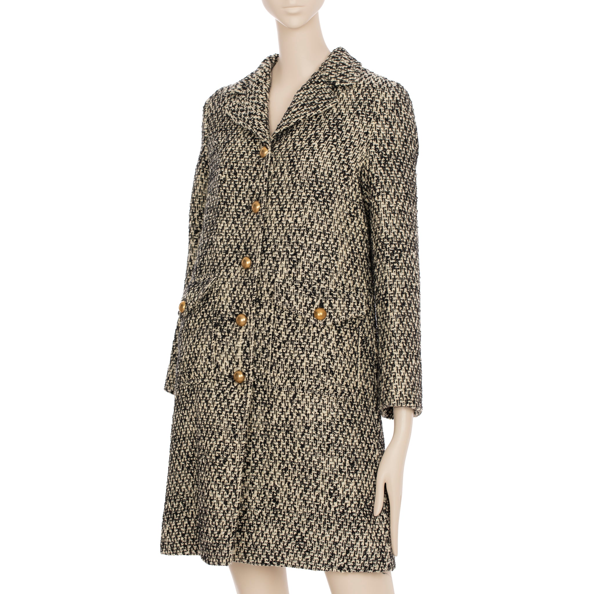 Gucci GG Marmont Black & Grey Tweed Coat 38 IT