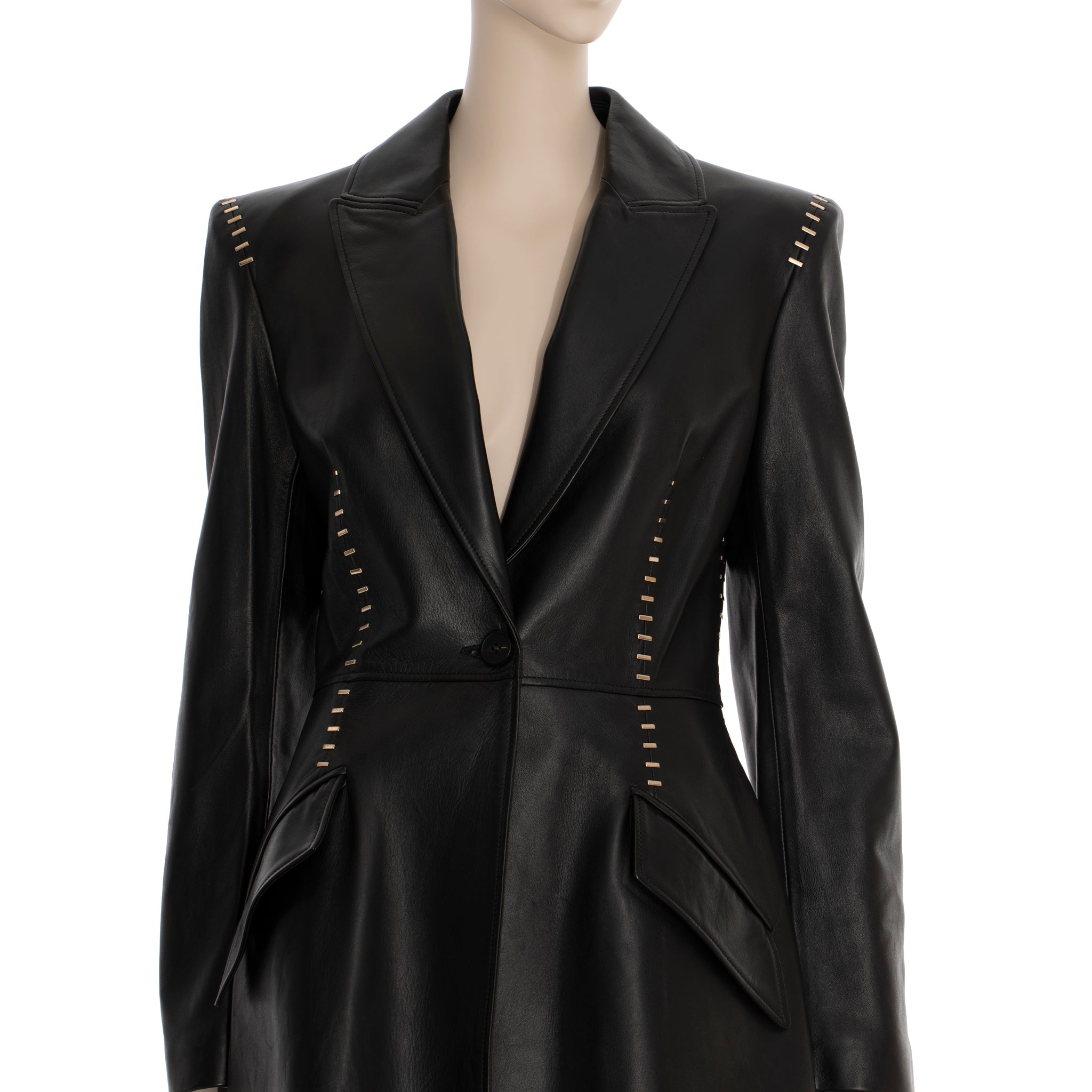 Alexander McQueen Studded Leather Blazer in Black 38 IT