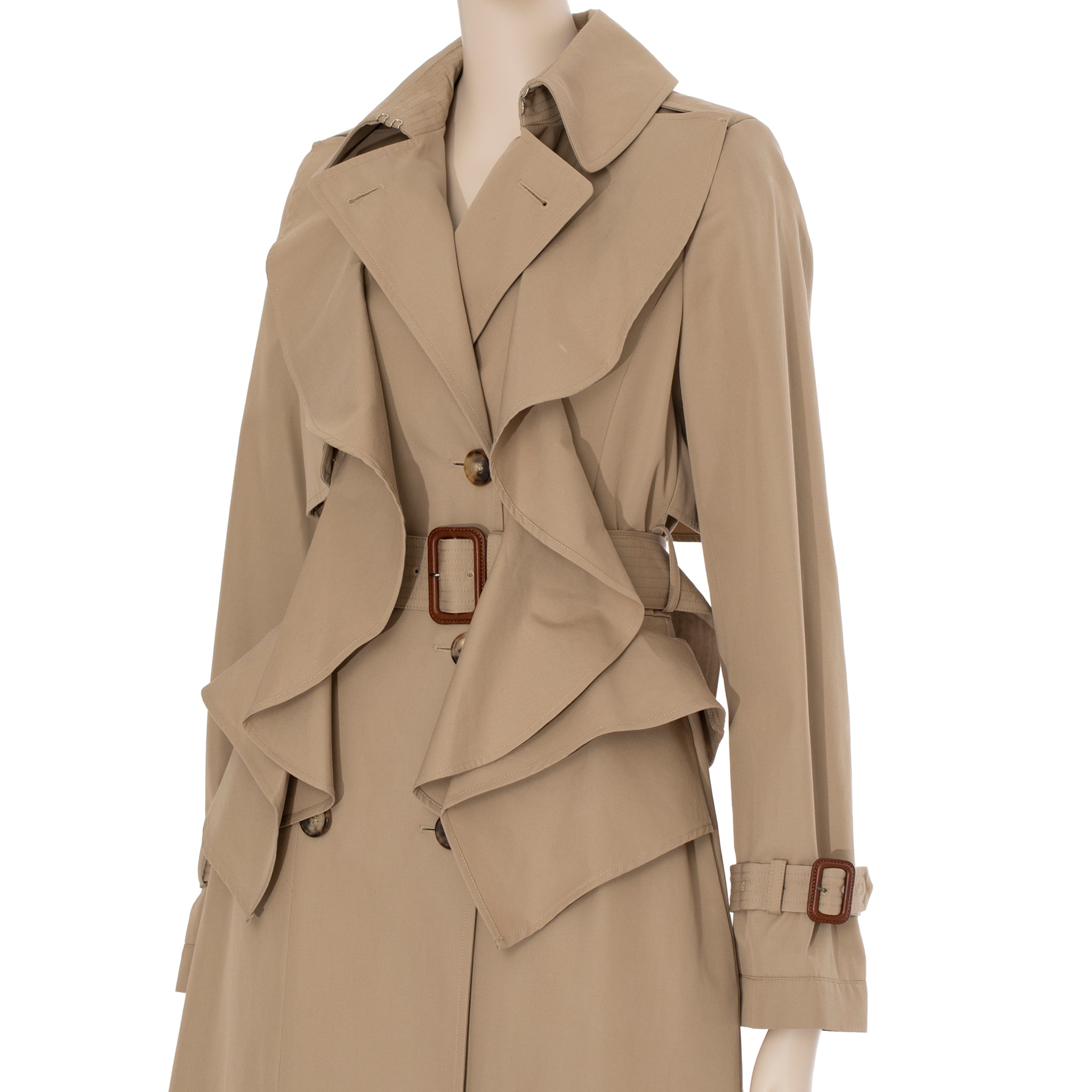 Alexander McQueen Beige Trench Coat With Peplum 38 IT