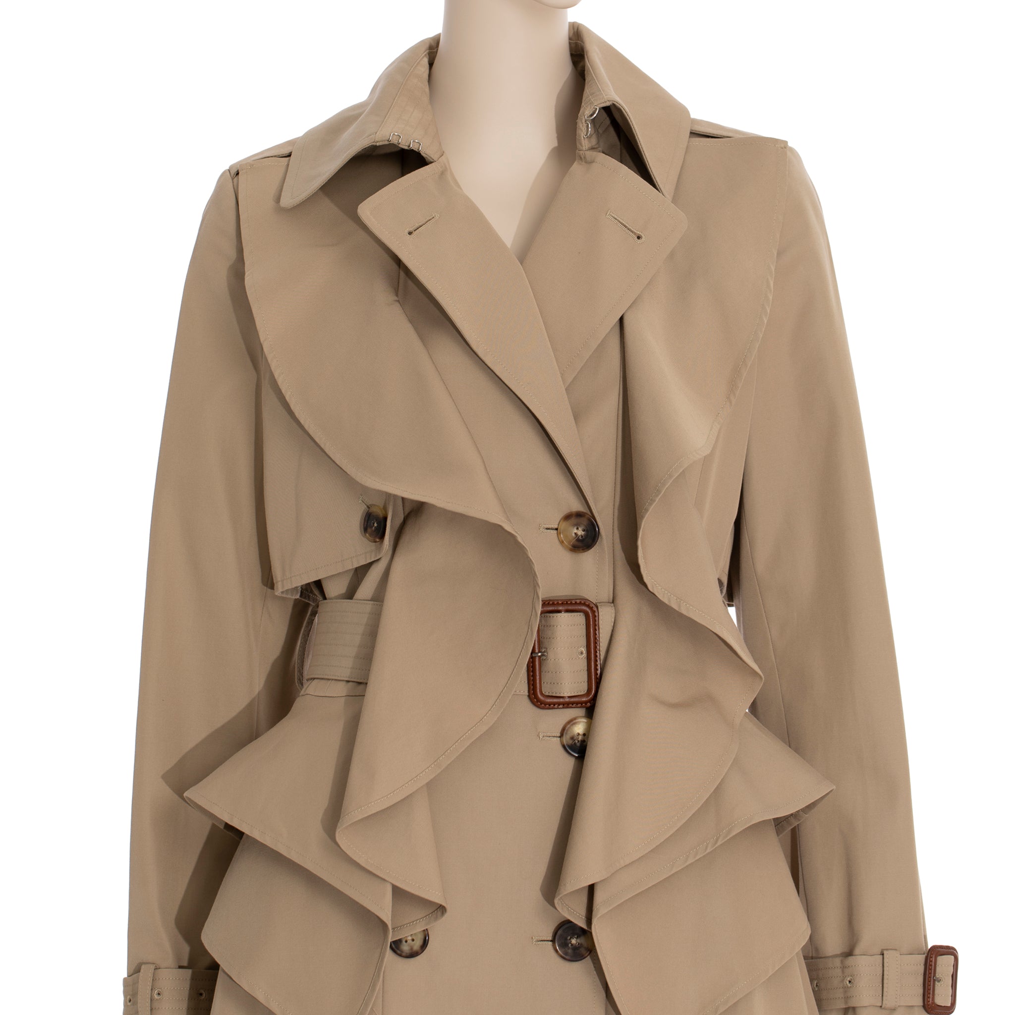 Alexander McQueen Beige Trench Coat With Peplum 38 IT