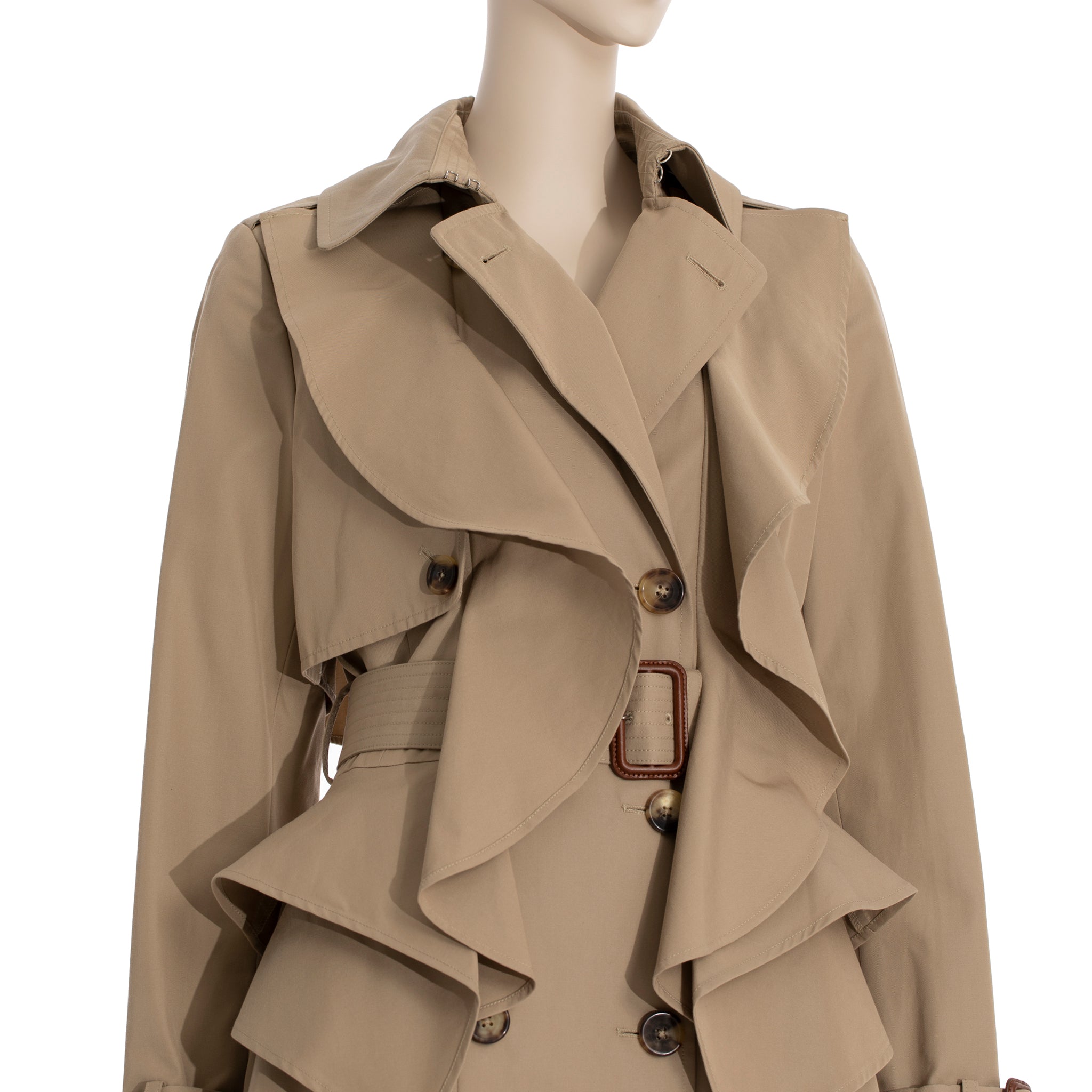 Alexander McQueen Beige Trench Coat With Peplum 38 IT