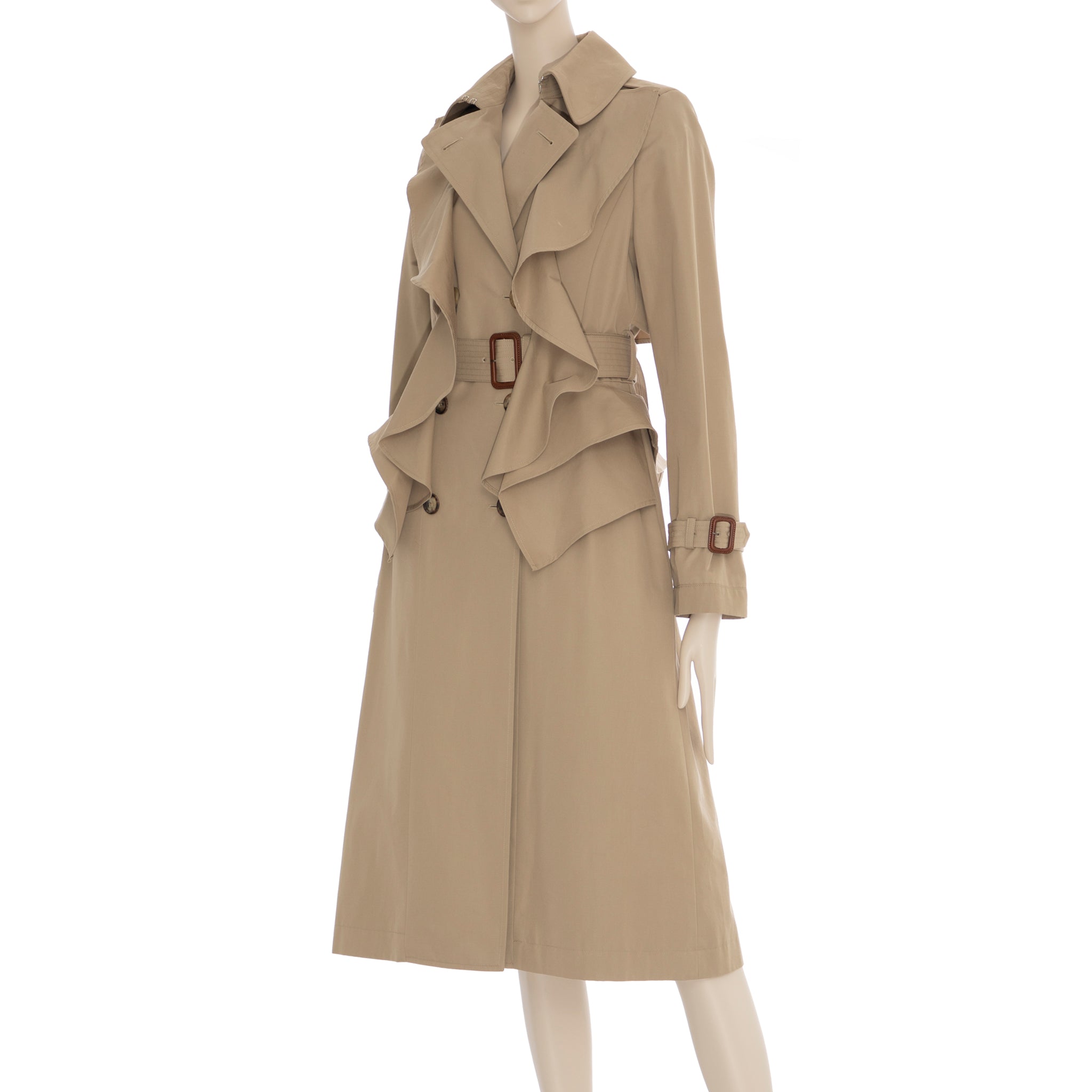 Alexander McQueen Beige Trench Coat With Peplum 38 IT