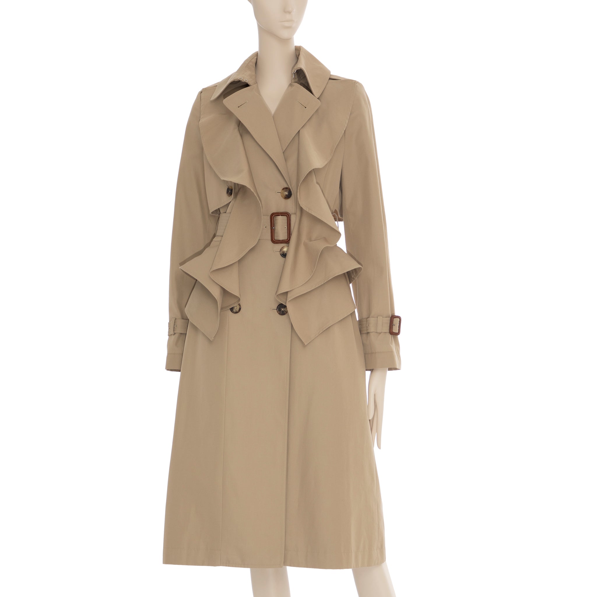 Alexander McQueen Beige Trench Coat With Peplum 38 IT