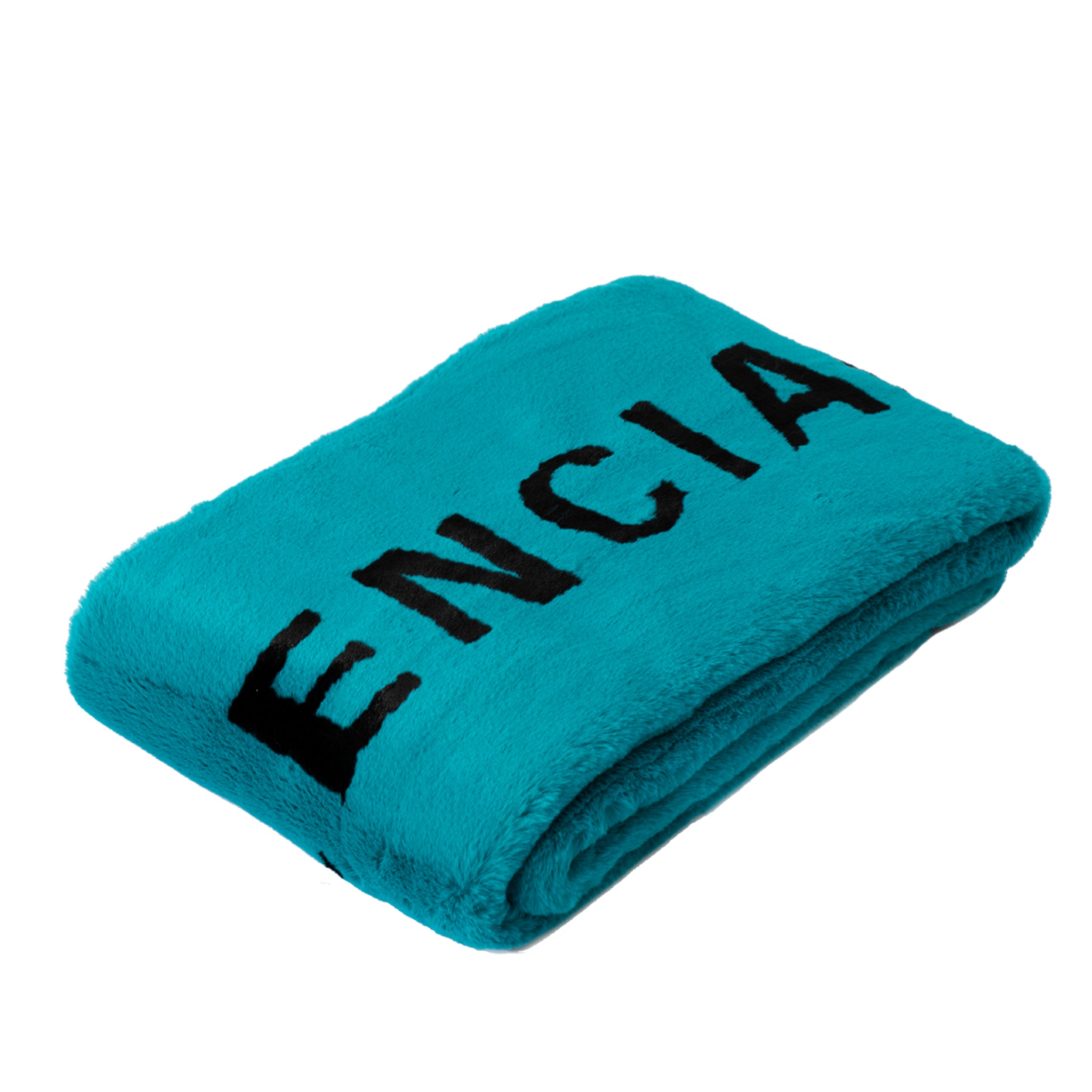 Balenciaga Turquoise Faux Fur Scarf