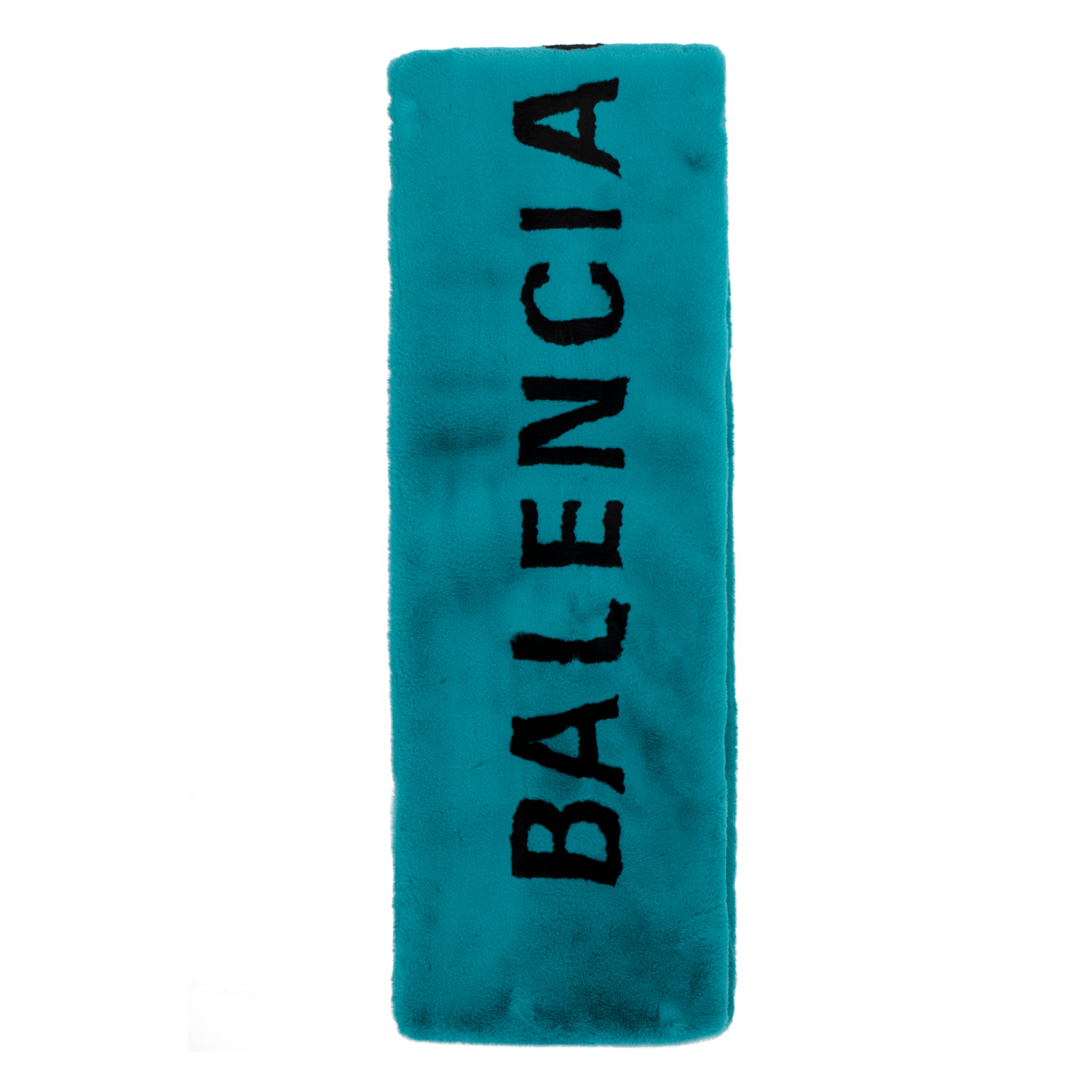 Balenciaga Turquoise Faux Fur Scarf