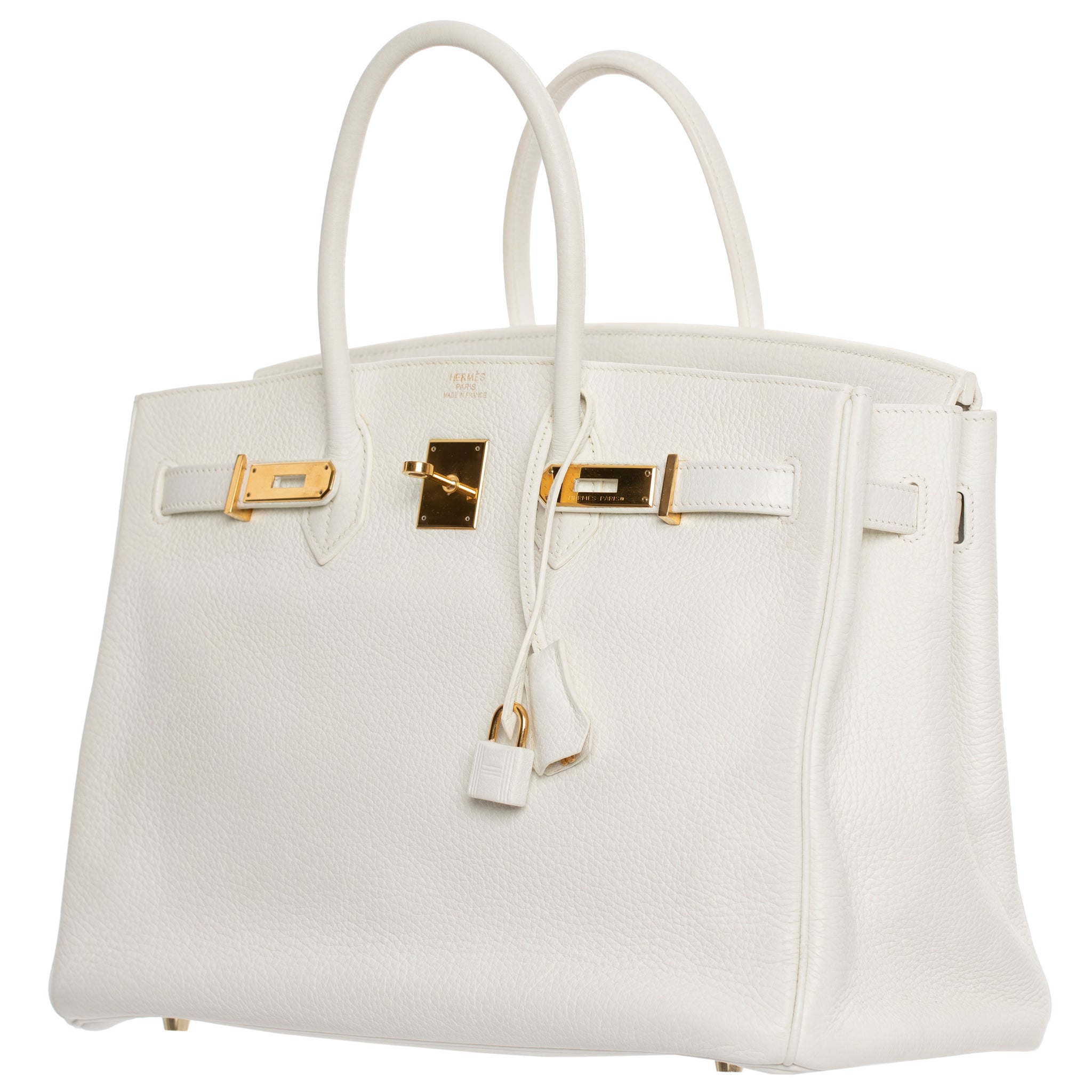 Hermes Birkin 35cm White Clemence Leather Gold Hardware