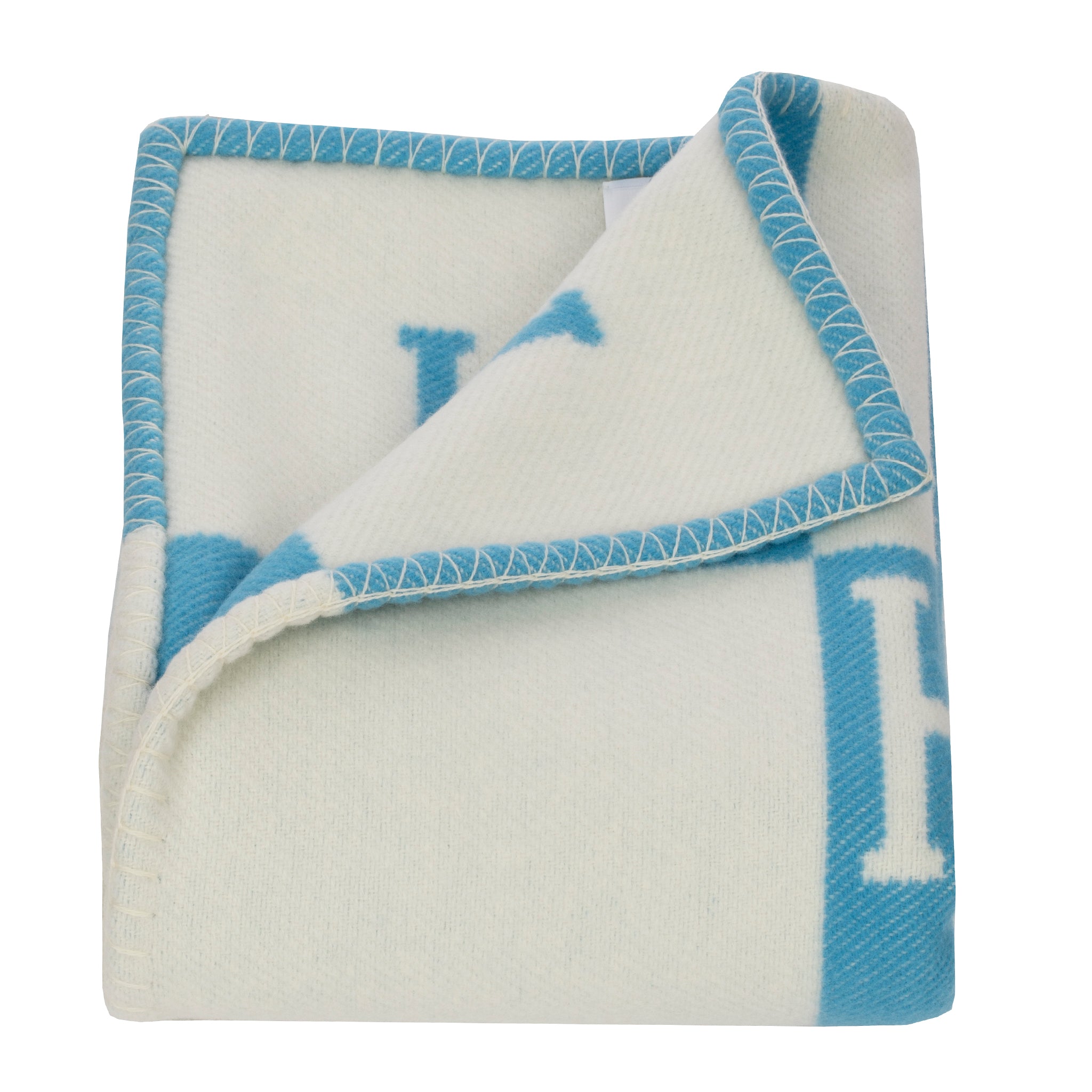 Hermes Baby Avalon Blanket Bleu Genievre & Blanc Wool & Cashmere