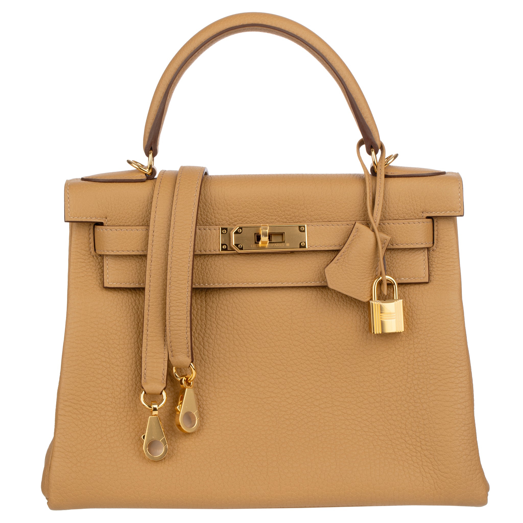 Hermes Kelly 28cm Biscuit Togo Leather Gold Hardware