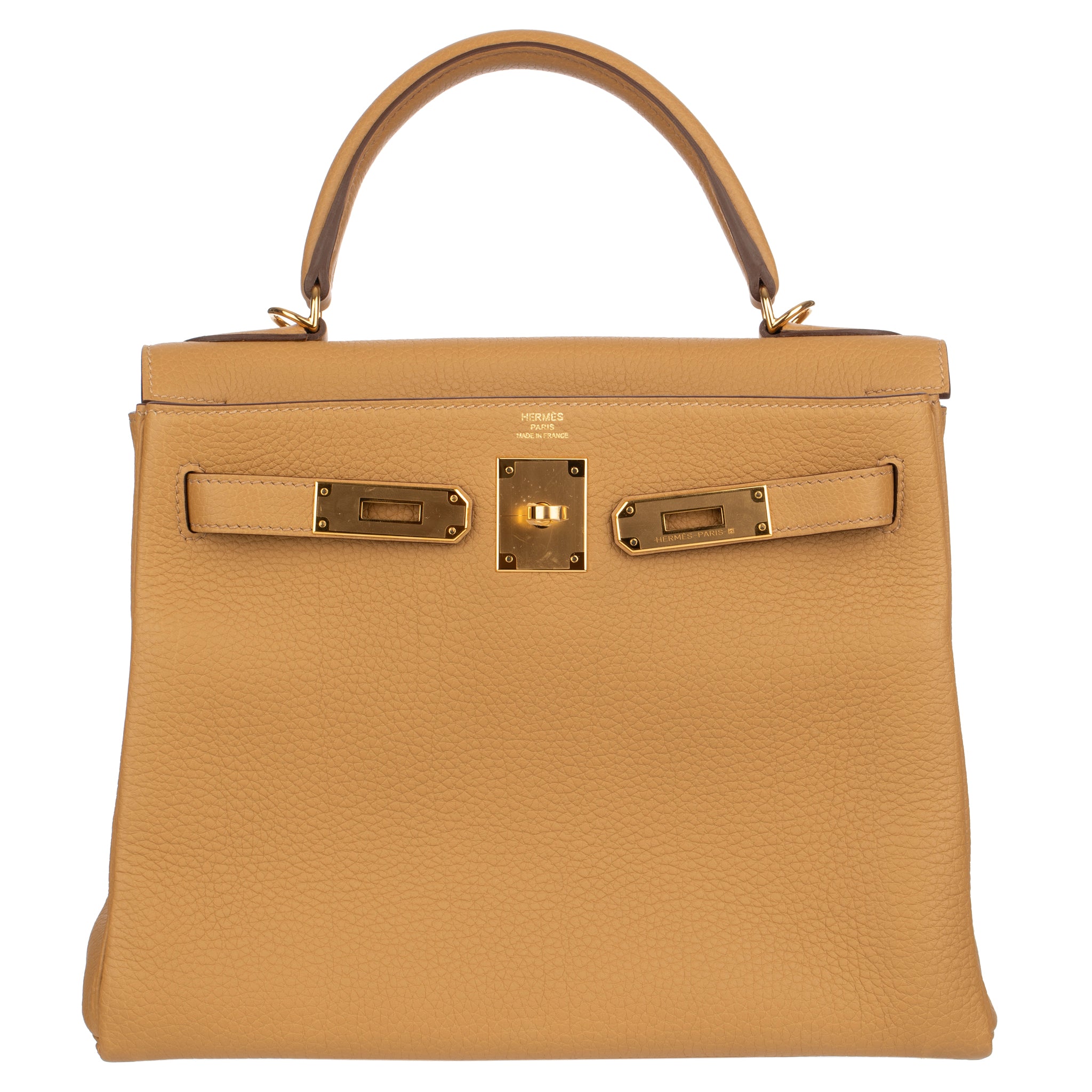 Hermes Kelly 28cm Biscuit Togo Leather Gold Hardware