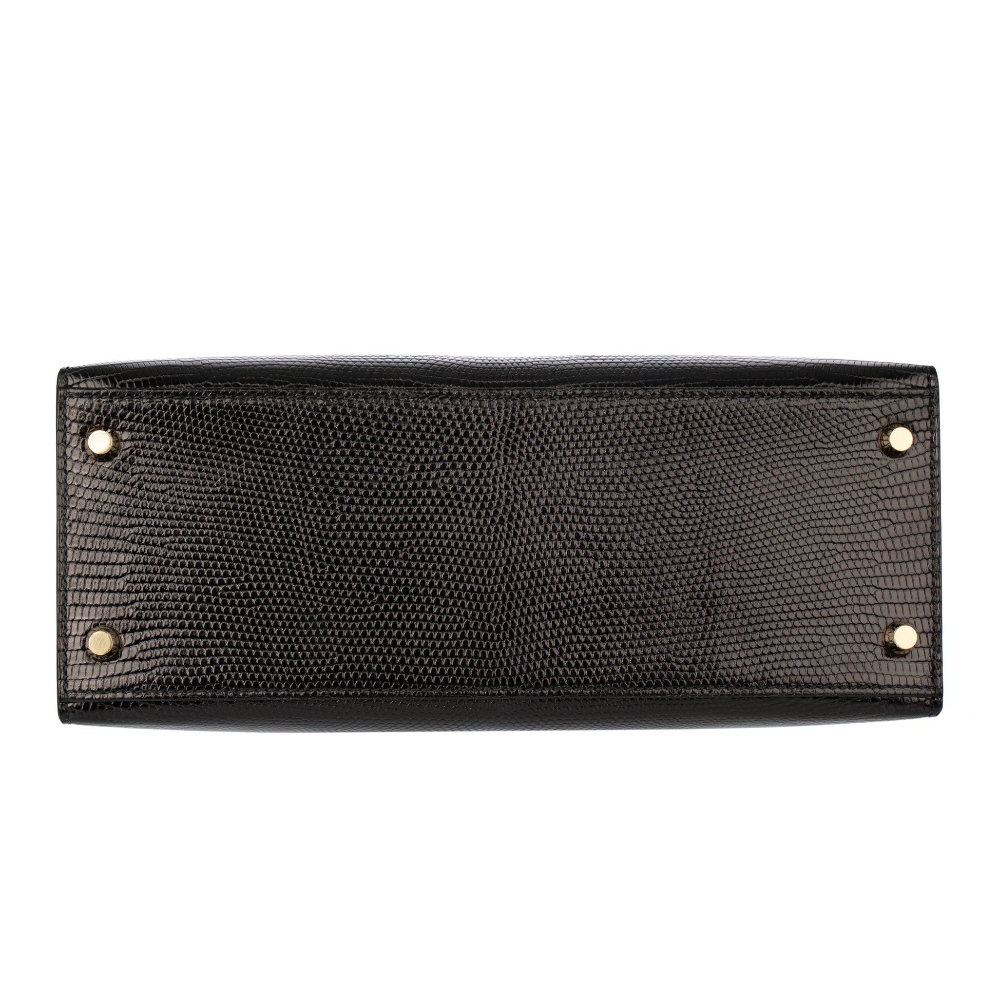 Hermes Kelly 28cm Black Lizard Leather Gold Hardware