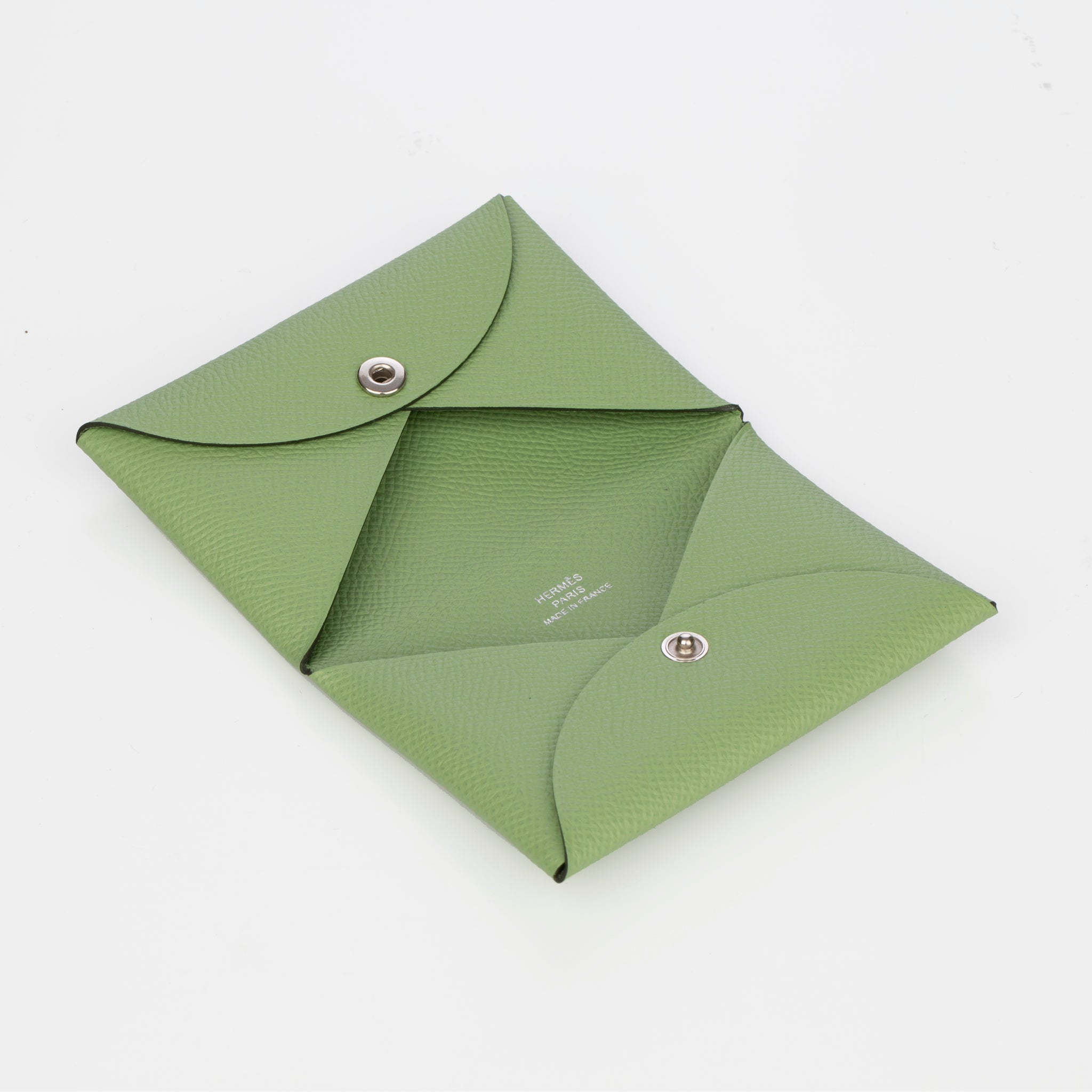 Hermes Calvi Wallet Vert Criquet Epsom Leather