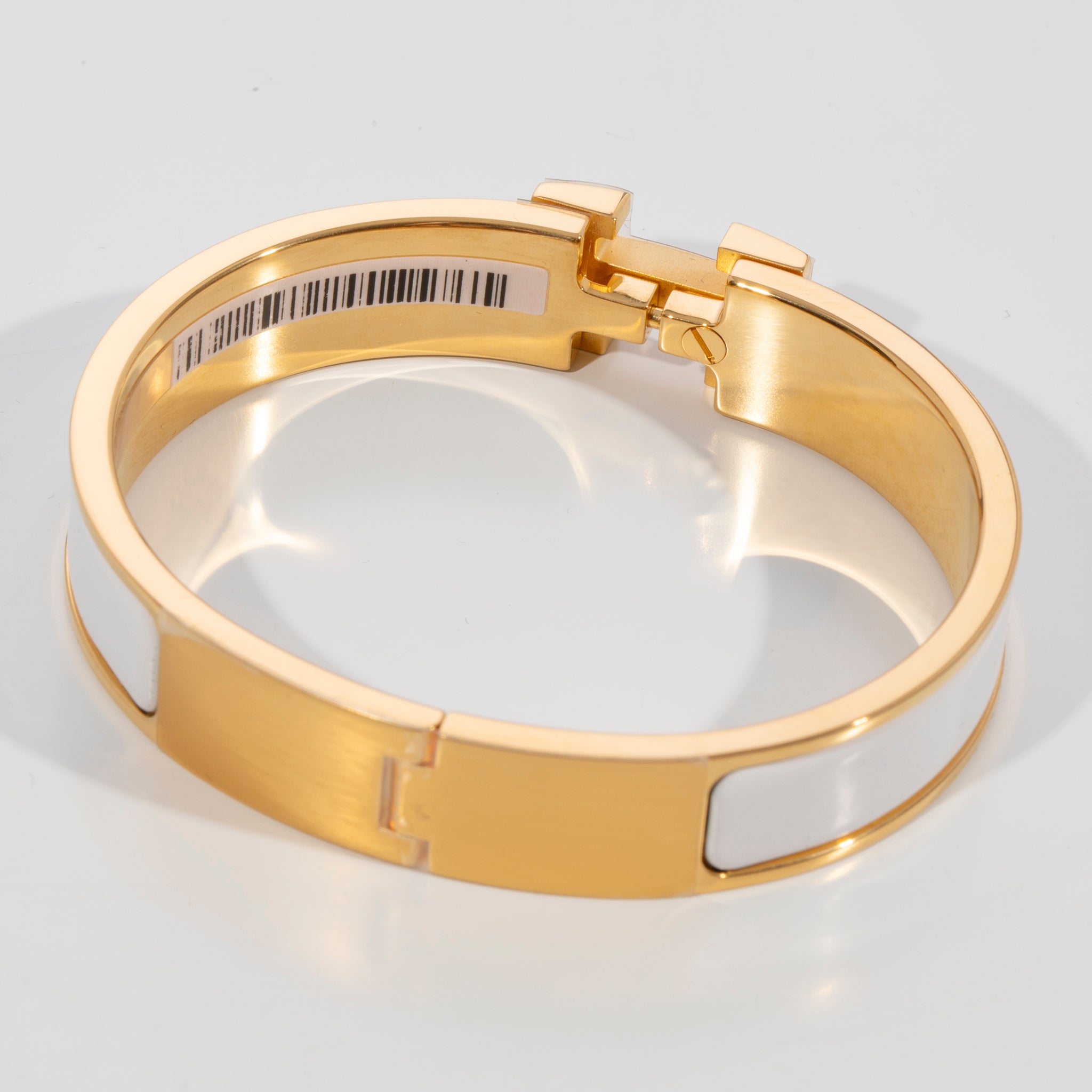 Hermes Clic H Bracelet White & Gold Hardware
