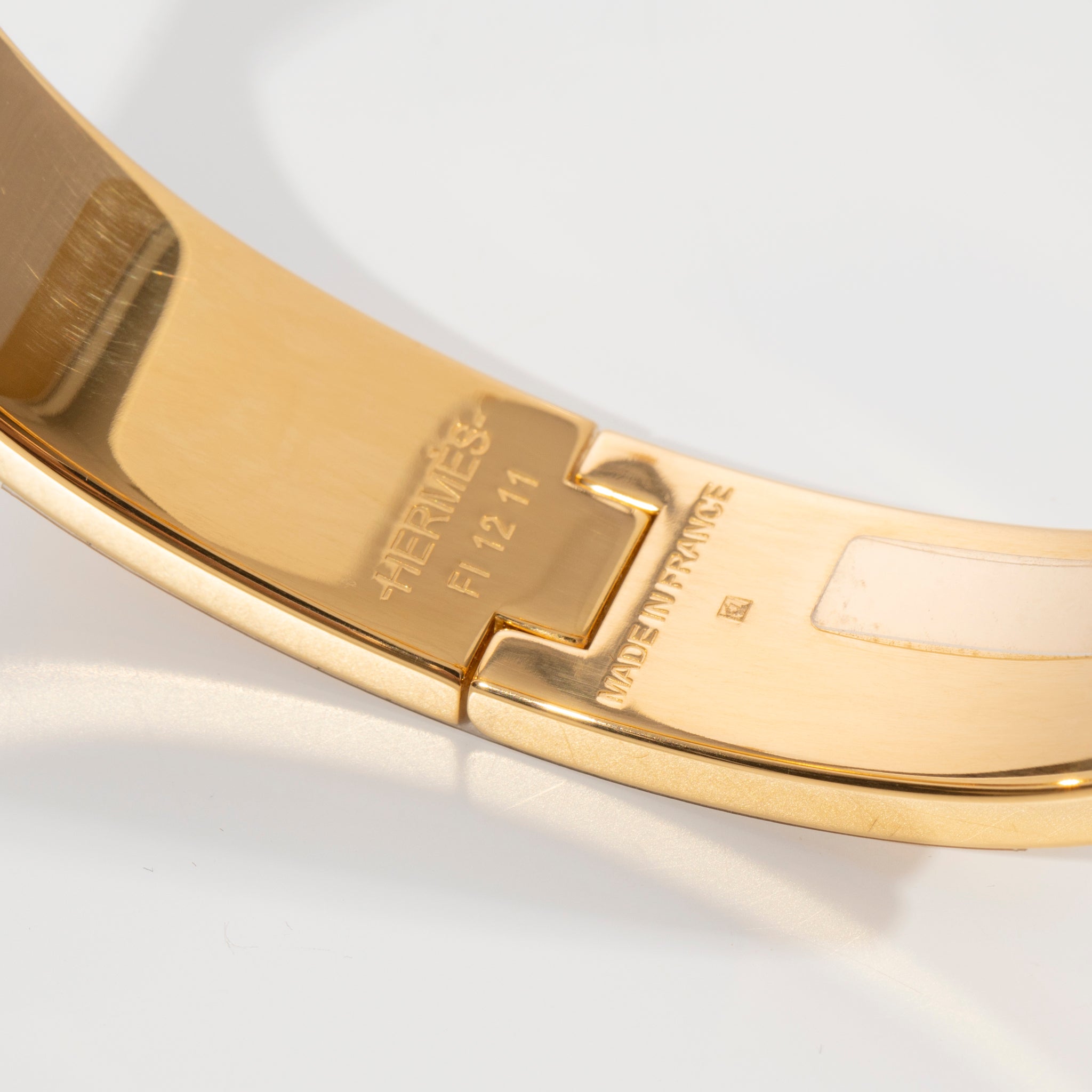 Hermes Clic H Bracelet White & Gold Hardware