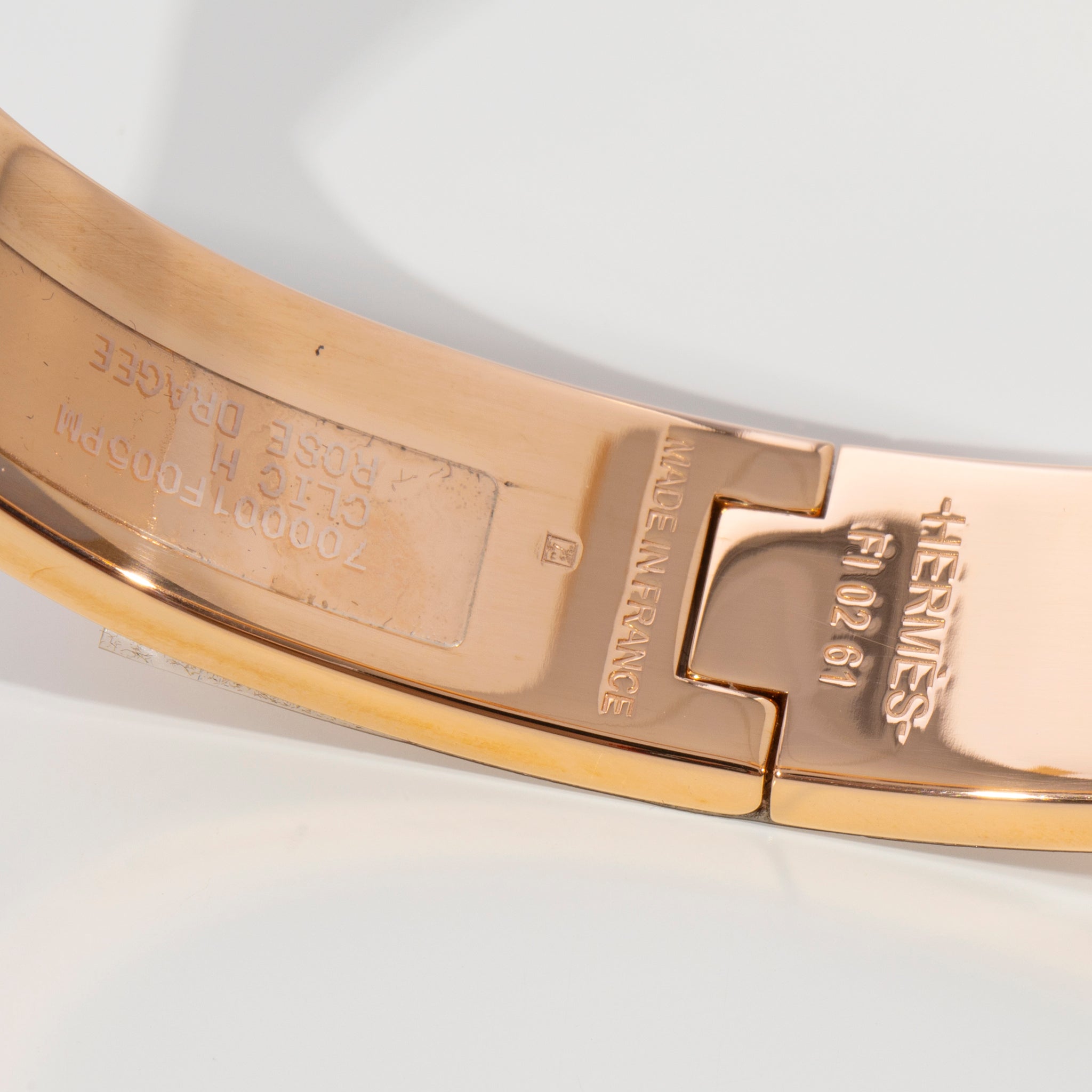 Hermes Clic H Bracelet Rose Dragee & Rose Gold Hardware