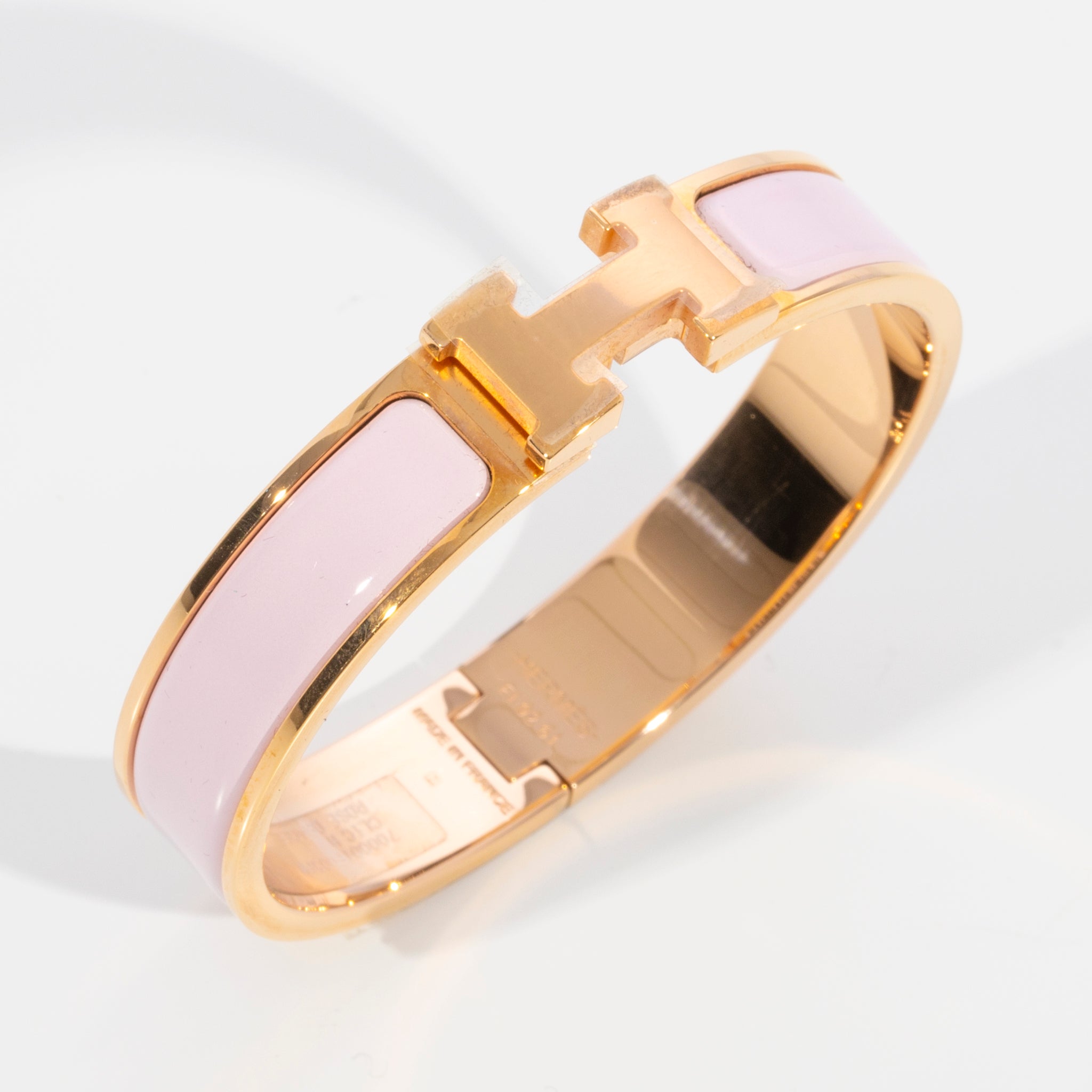 Hermes Clic H Bracelet Rose Dragee & Rose Gold Hardware