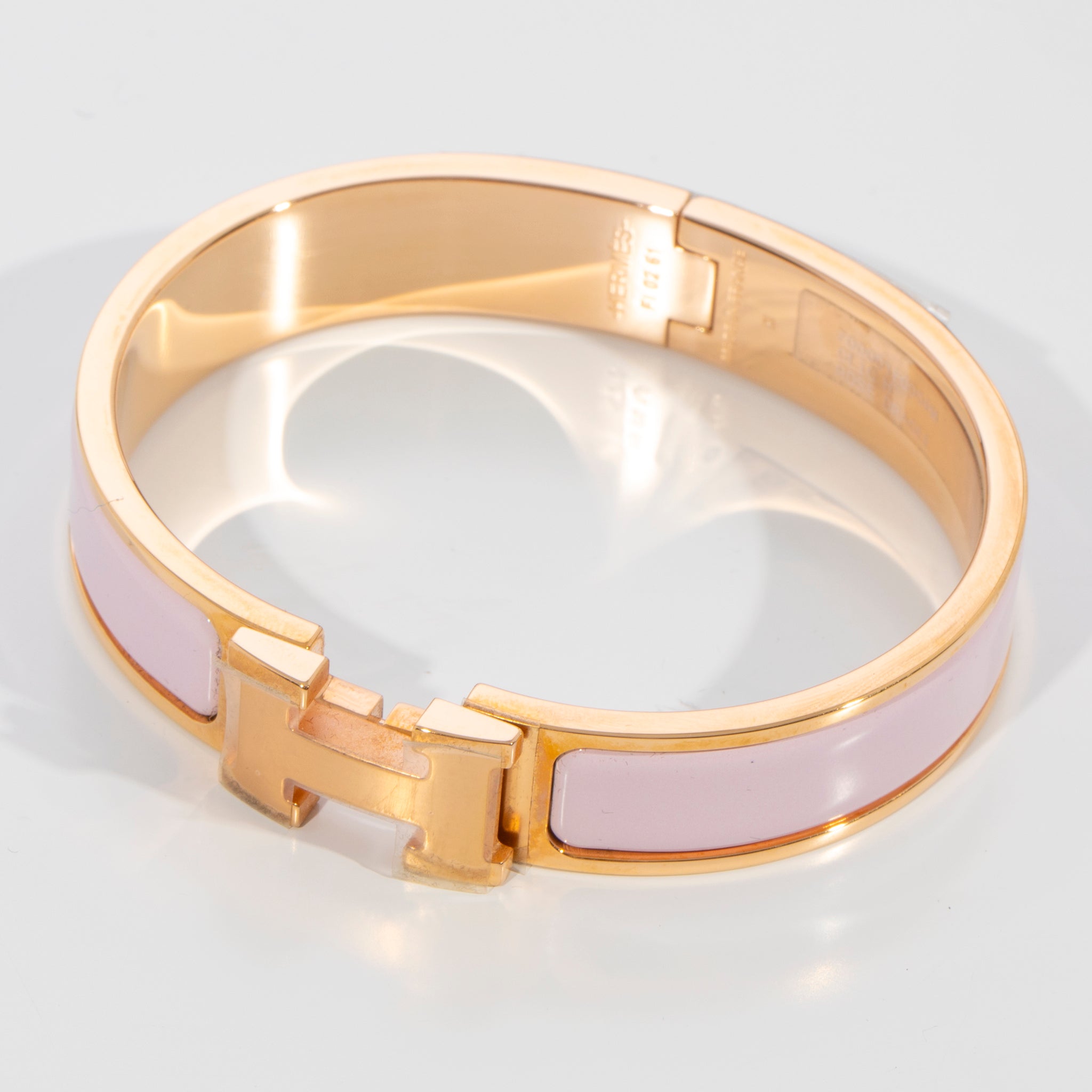 Hermes Clic H Bracelet Rose Dragee & Rose Gold Hardware