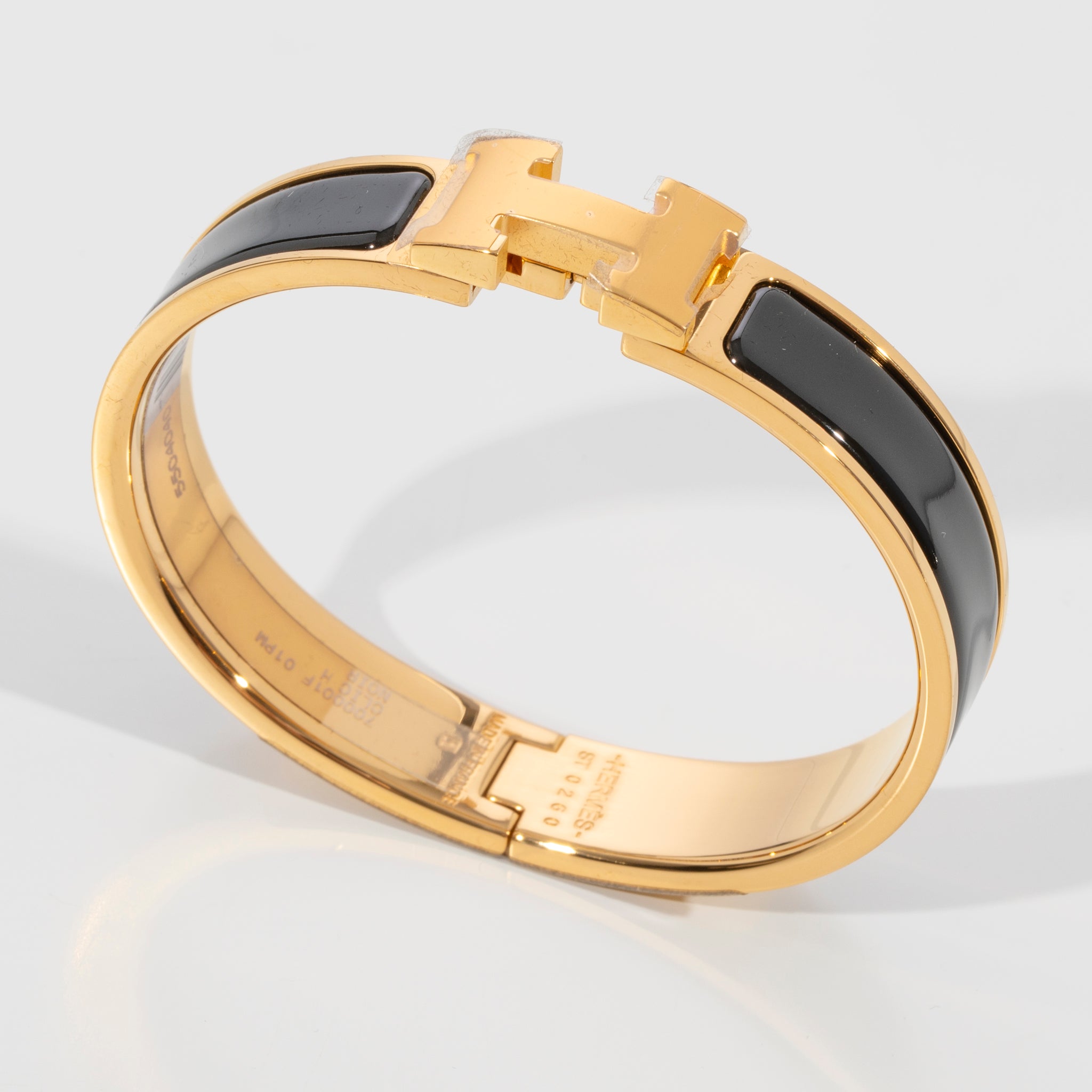 Hermes Clic H Bracelet Black & Gold Hardware