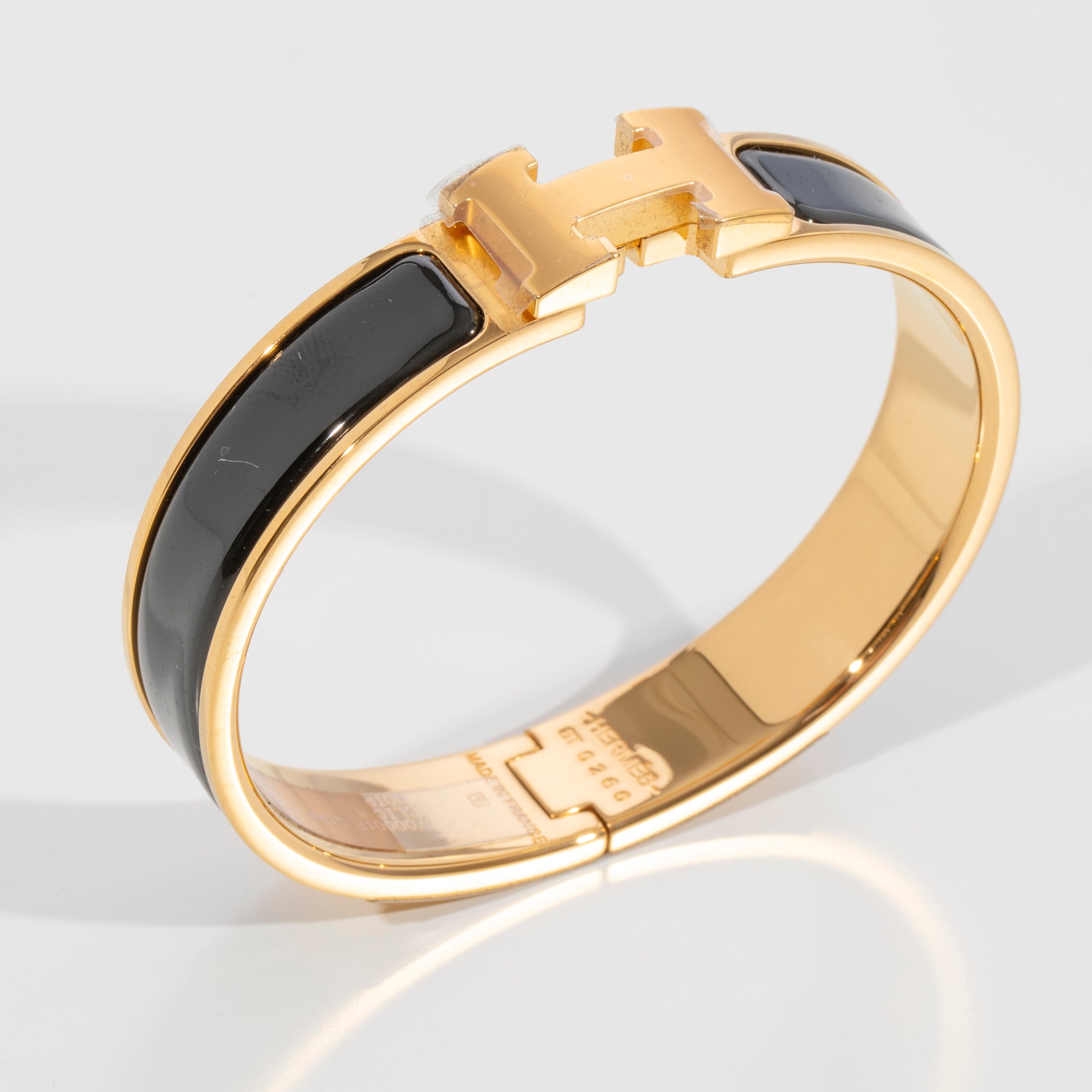 Hermes Clic H Bracelet Black & Gold Hardware