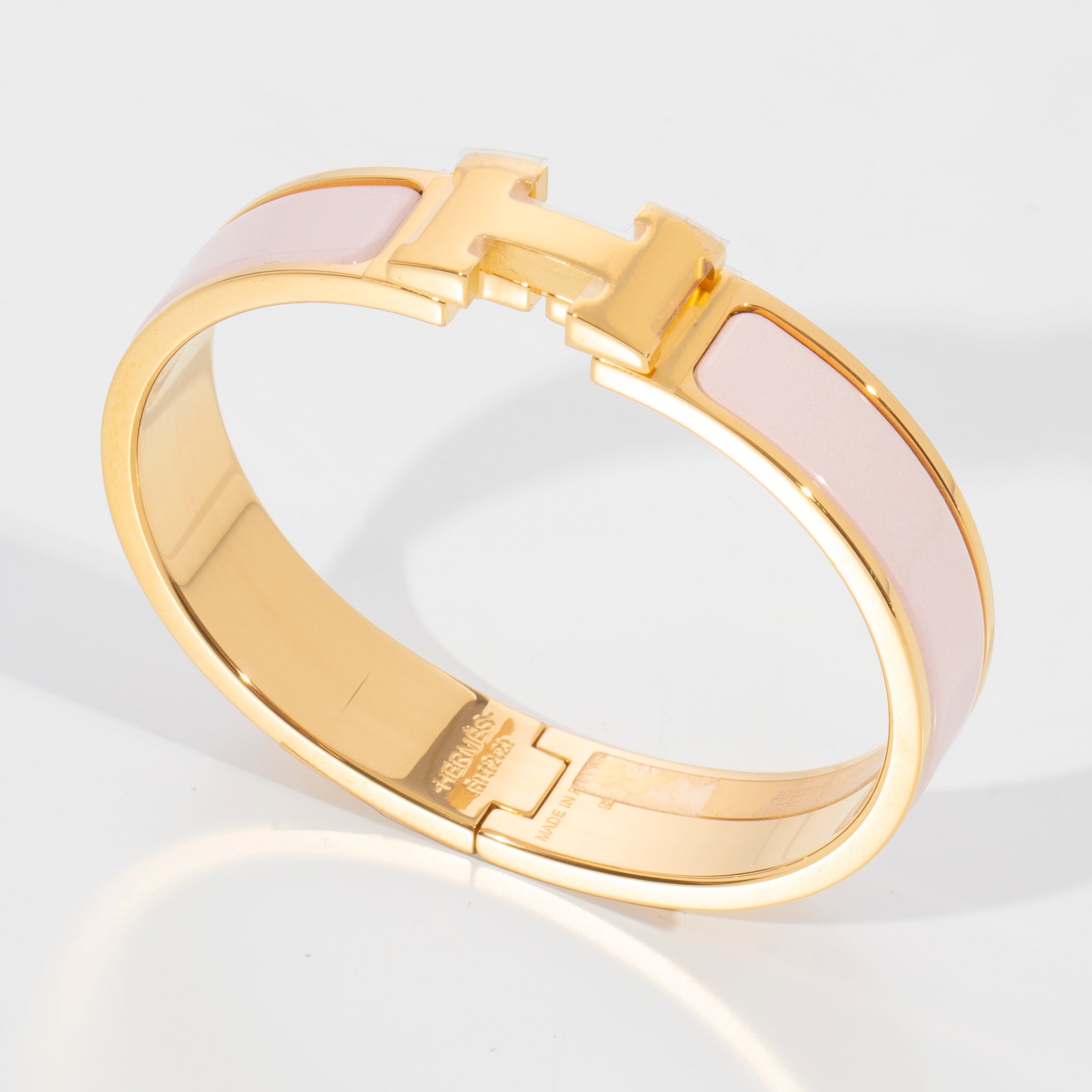 Hermes Clic H Bracelet Rose Dragee & Gold Hardware