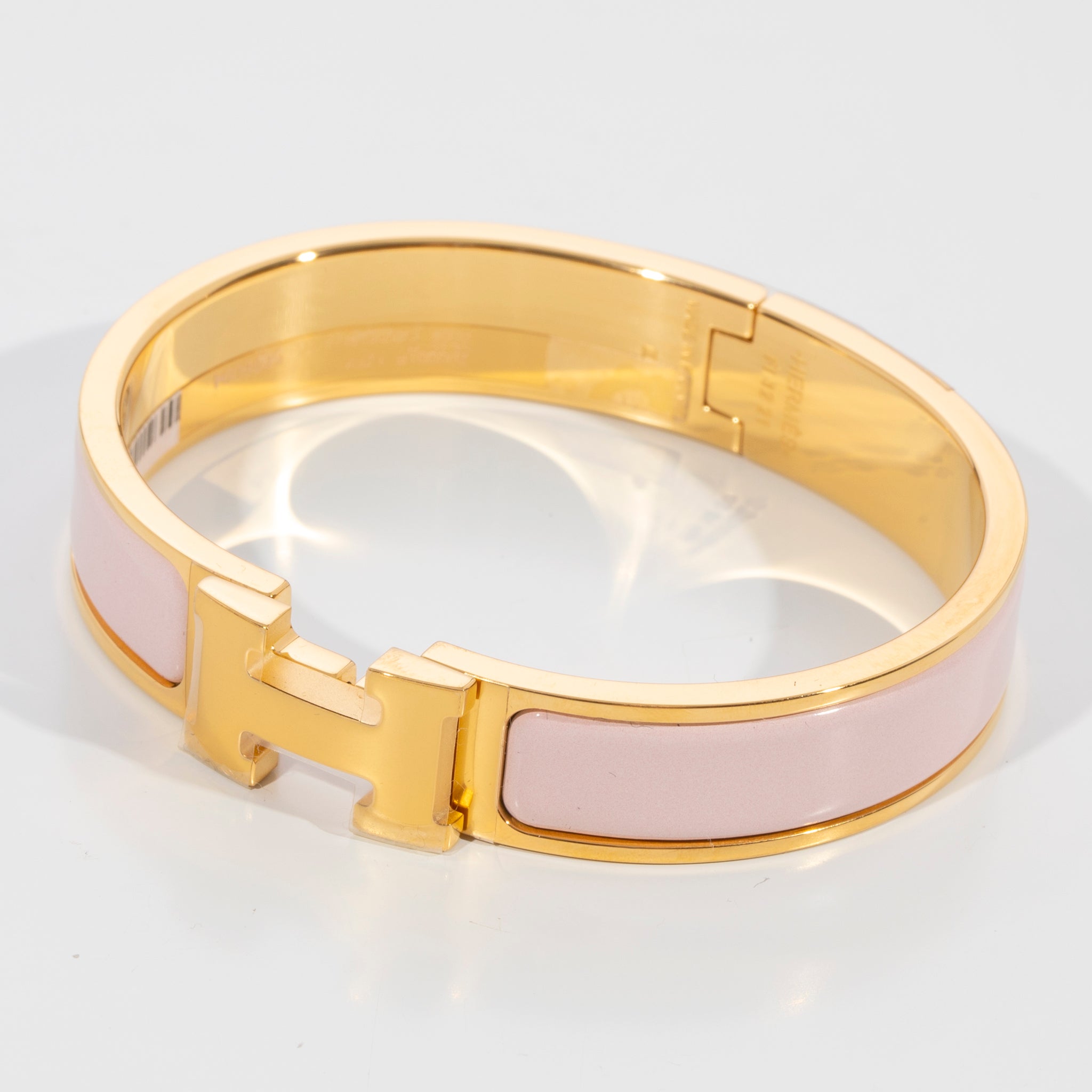 Hermes Clic H Bracelet Rose Dragee & Gold Hardware