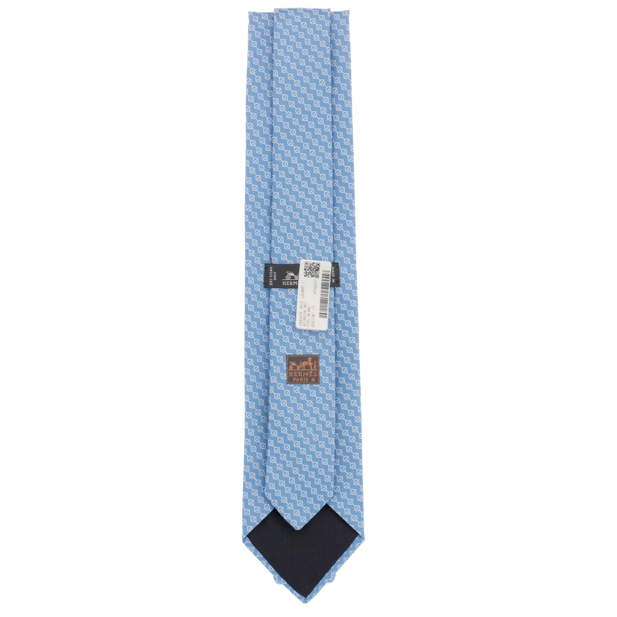 Hermes Mens Blue & Ciel Silk Tie