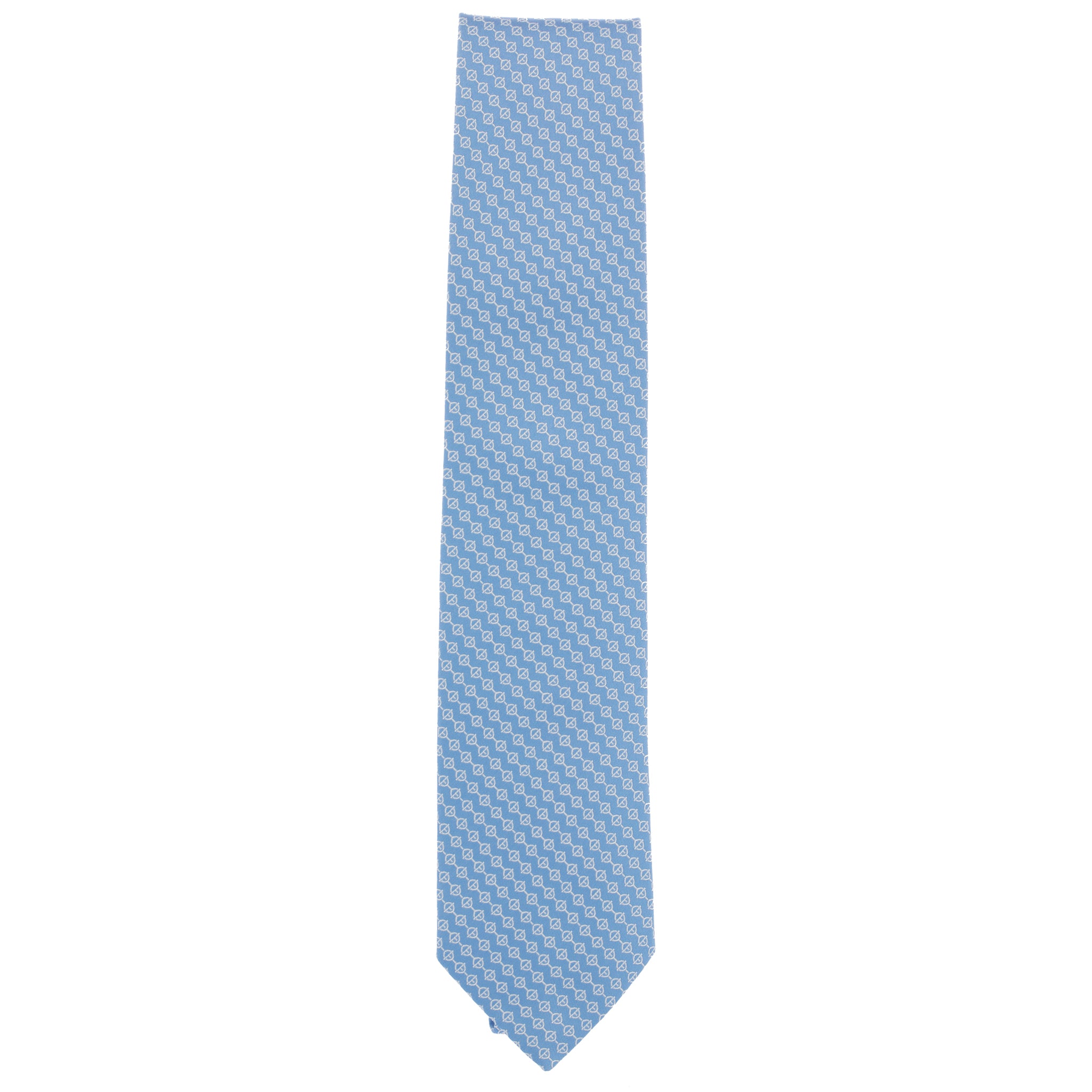 Hermes Mens Blue & Ciel Silk Tie