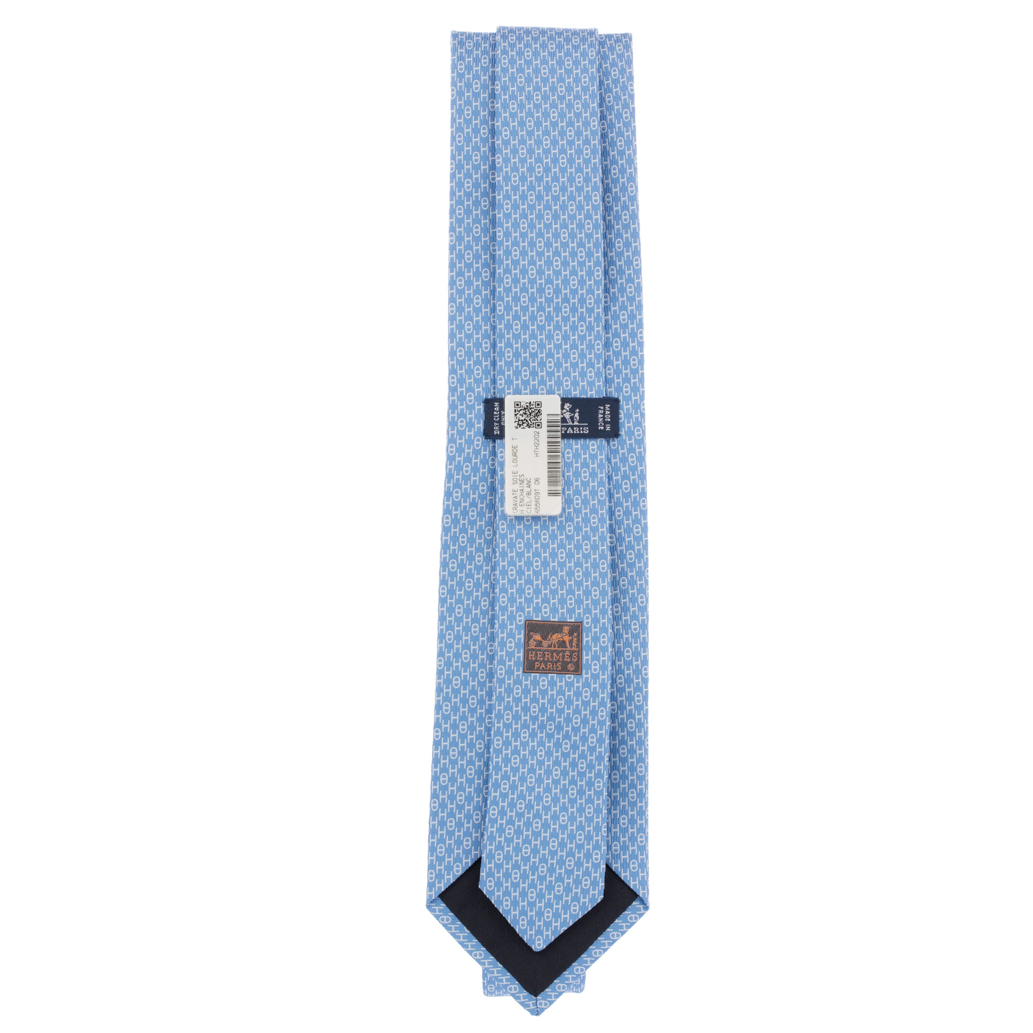 Hermes Mens Ciel & Blanc H Motif Silk Tie