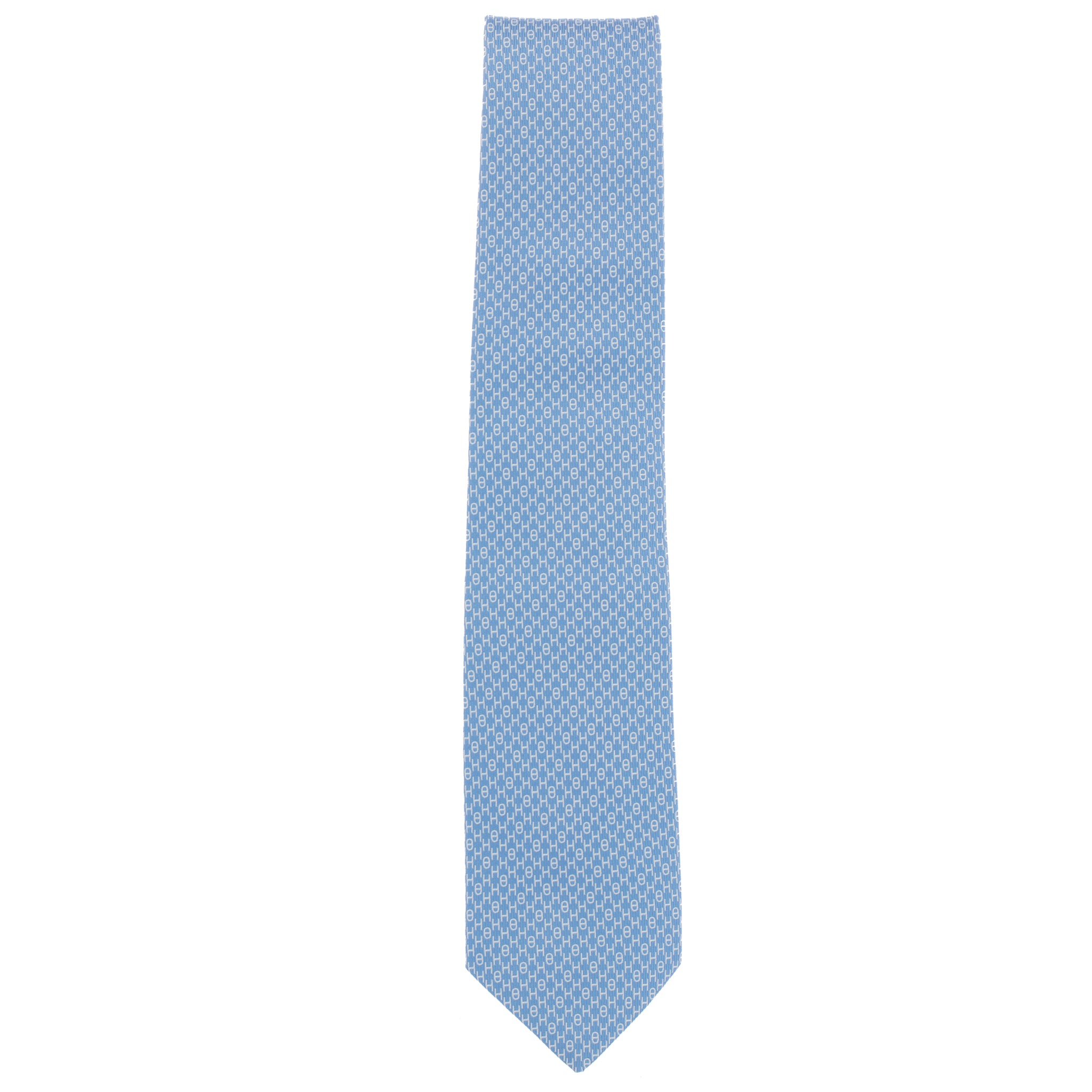 Hermes Mens Ciel & Blanc H Motif Silk Tie